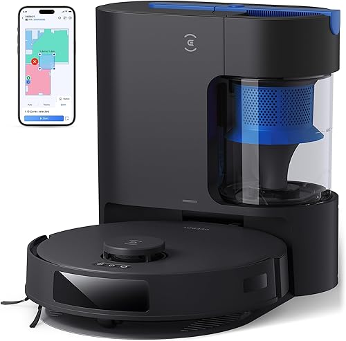 ECOVACS DEEBOT N20 Plus Robot aspiradora y trapeador, con estación de vaciado automático sin bolsa, potente succión de 8000 Pa, tecnología