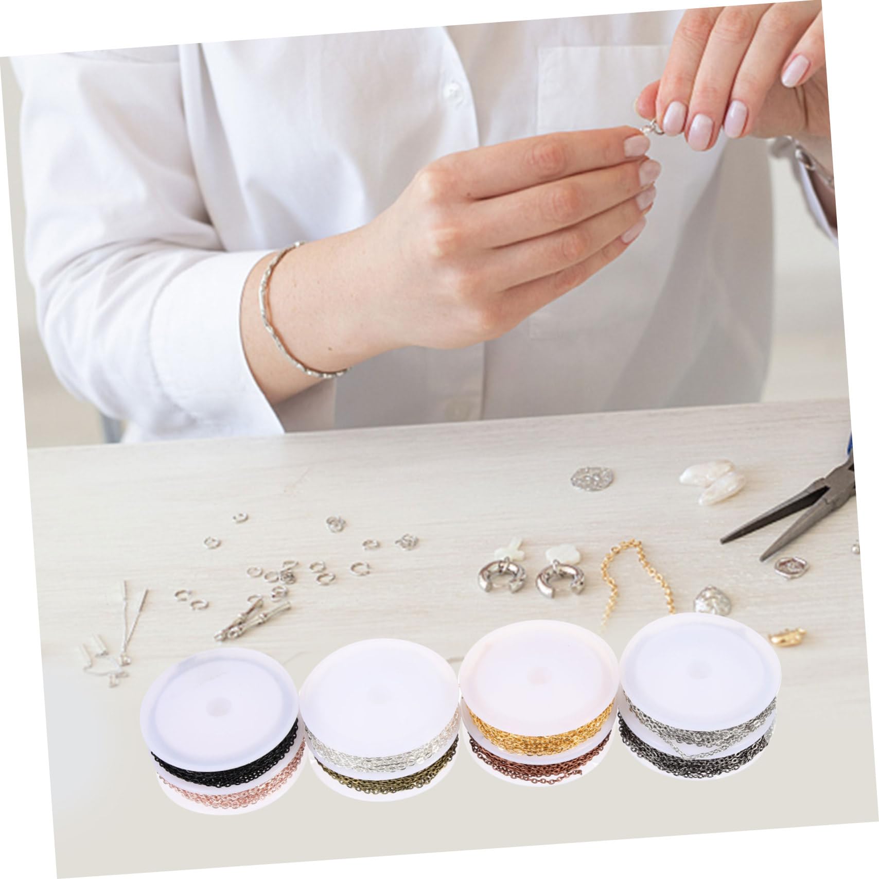 GARIOUANS DIY Schmuckset mit Ketten Karabiner und Öffnungsringen Farben Vielseitig für Schmuckherstellung und Bastelprojekte Hochwertige Langlebige Materialien für Kreative Designs