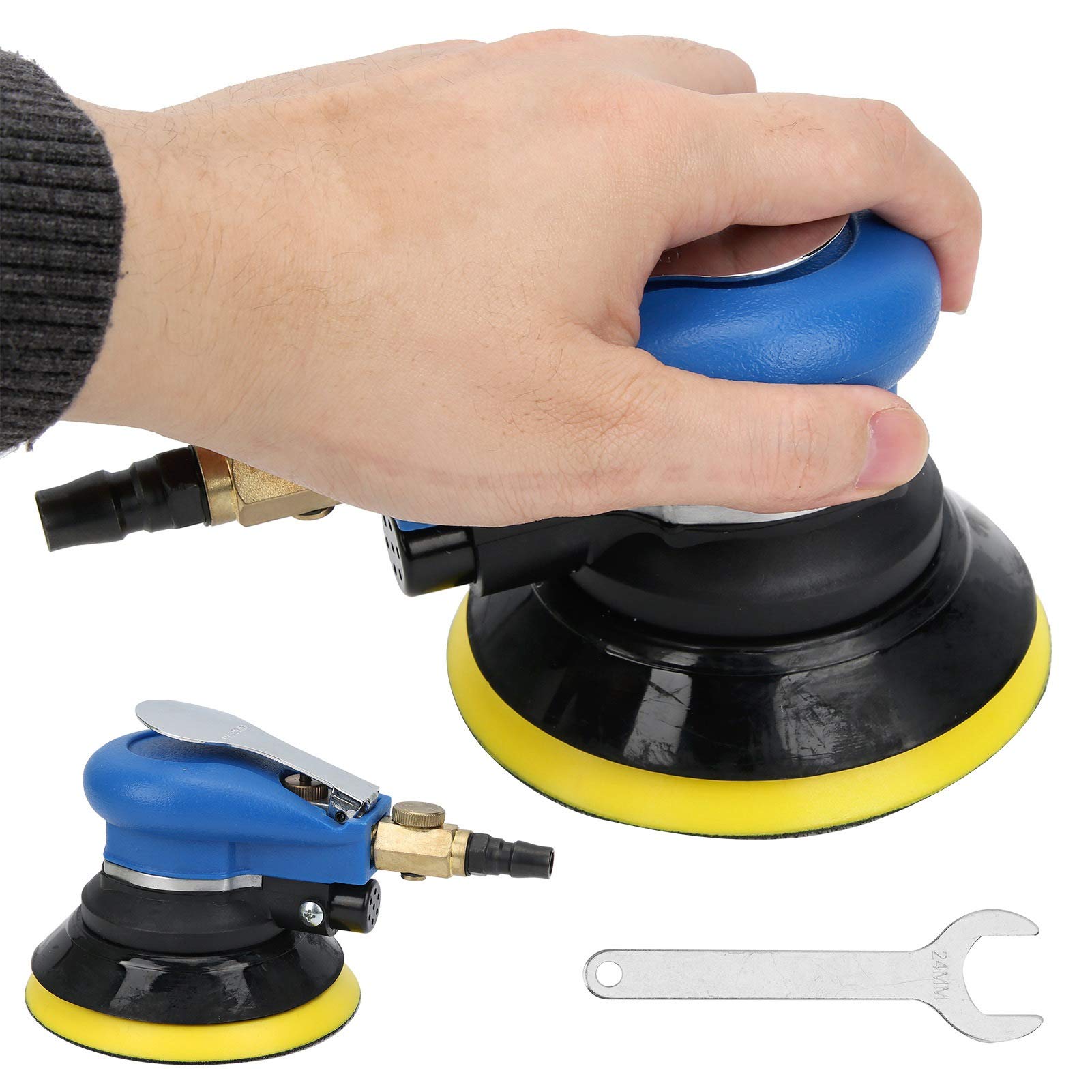 Máquina de Pulido neumático de 5 Pulgadas lijadora Orbital ergonómica con Almohadilla de lijadora Baja Consumo de Aire Alta Estabilidad para la Belleza del automóvil