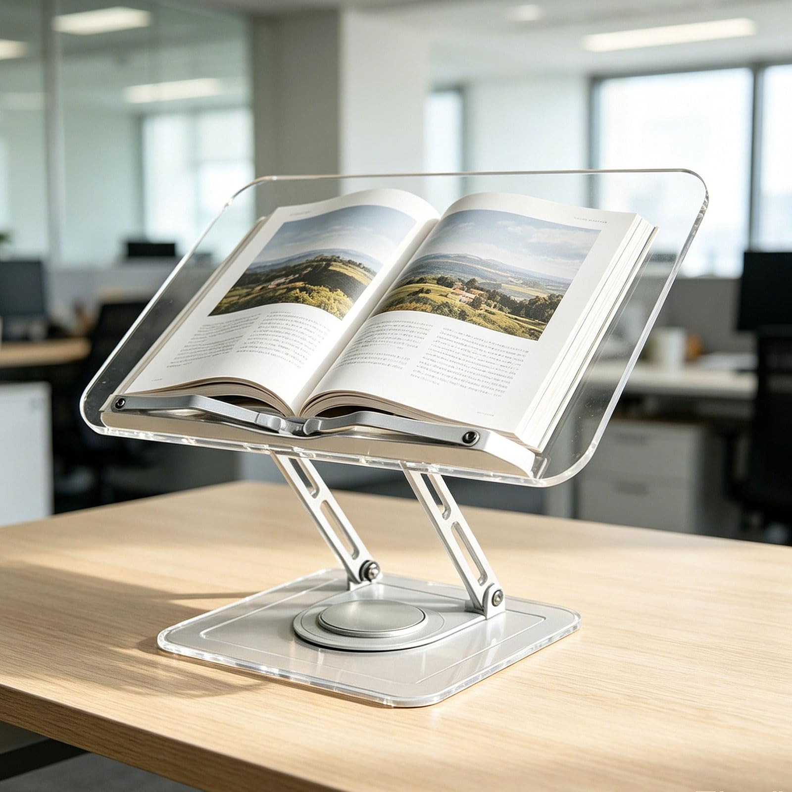 Supporto per libri con rotazione a 360 gradi Supporto per libri per lettura Base regolabile in altezza Libri di ricette Regalo Lettura Laptop Fold