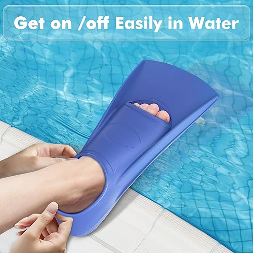 Miniatura 7 de Gintenco Aletas de natación para niños, aletas de entrenamiento de natación para natación, aletas de tamaño de viaje con bolsa de malla, aletas de