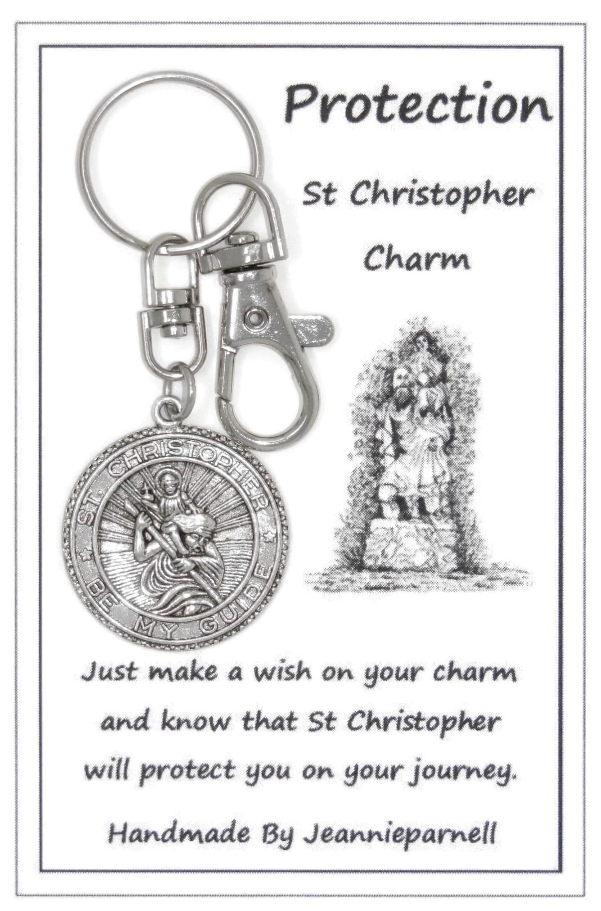 Z192H - Carded St Christopher Keyring - Protection - Handmade