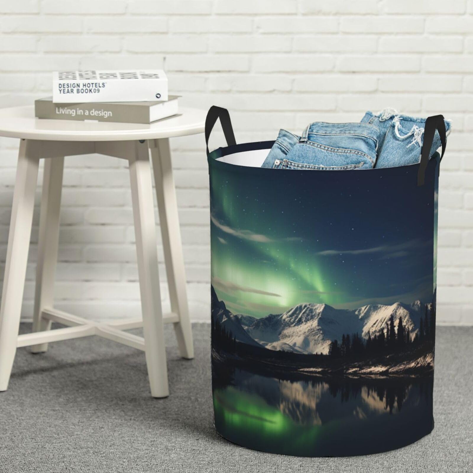 Panier à linge autoportant et étanche Northern Aurora pliable pour chambre
