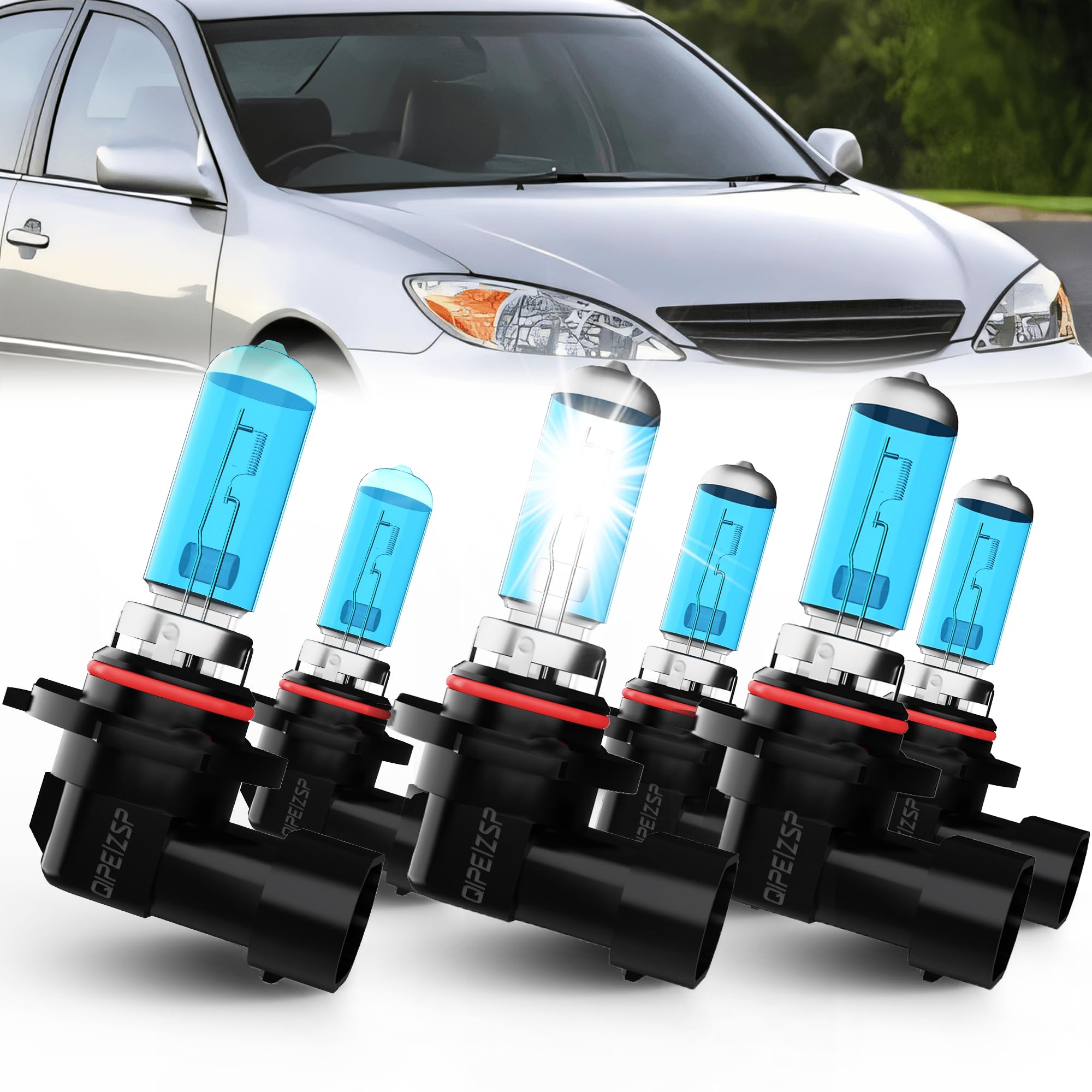 QIPEIZSP Compatible for Toyota Camry (2002 2003 2004 2005 2006) Lights Headlight Bulbs, 9005/HB3/H10 high beams + 9006/HB4 Low Beam + 9006 Fog Lights, Pack of 6