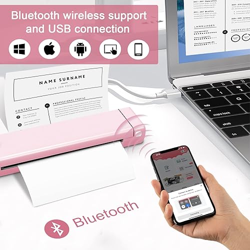 Miniatura 3 de RESHY Impresoras portátiles inalámbricas para viajes, M08F, impresora térmica sin tinta móvil Bluetooth, compatible con letras de EE. UU. de 8.5 x