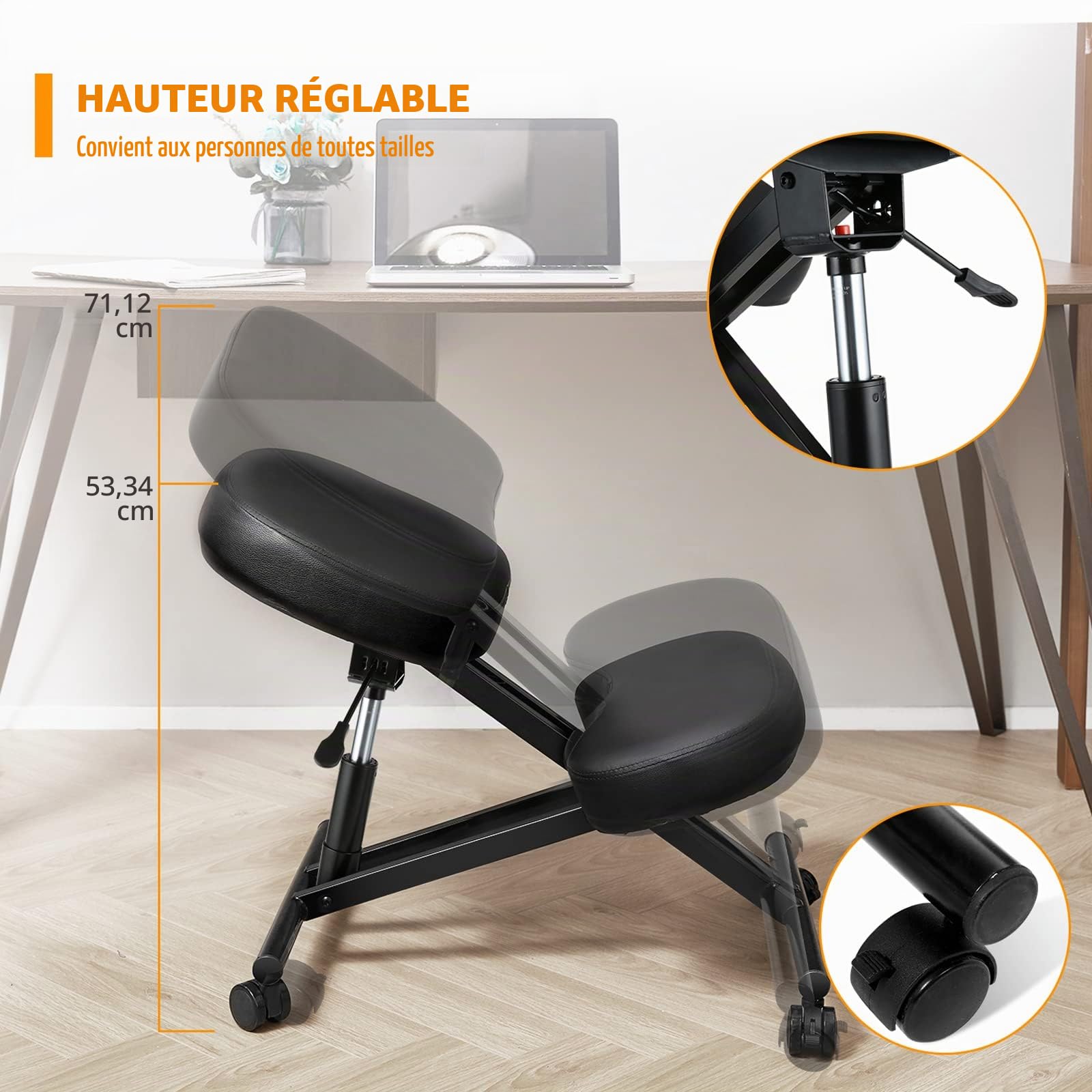 Himimi (Amélioration et épaississement Chaise Genou, Ergonomique, réglable, correcteur de Posture, Chaise orthopédique pour la Maison et Le Bureau