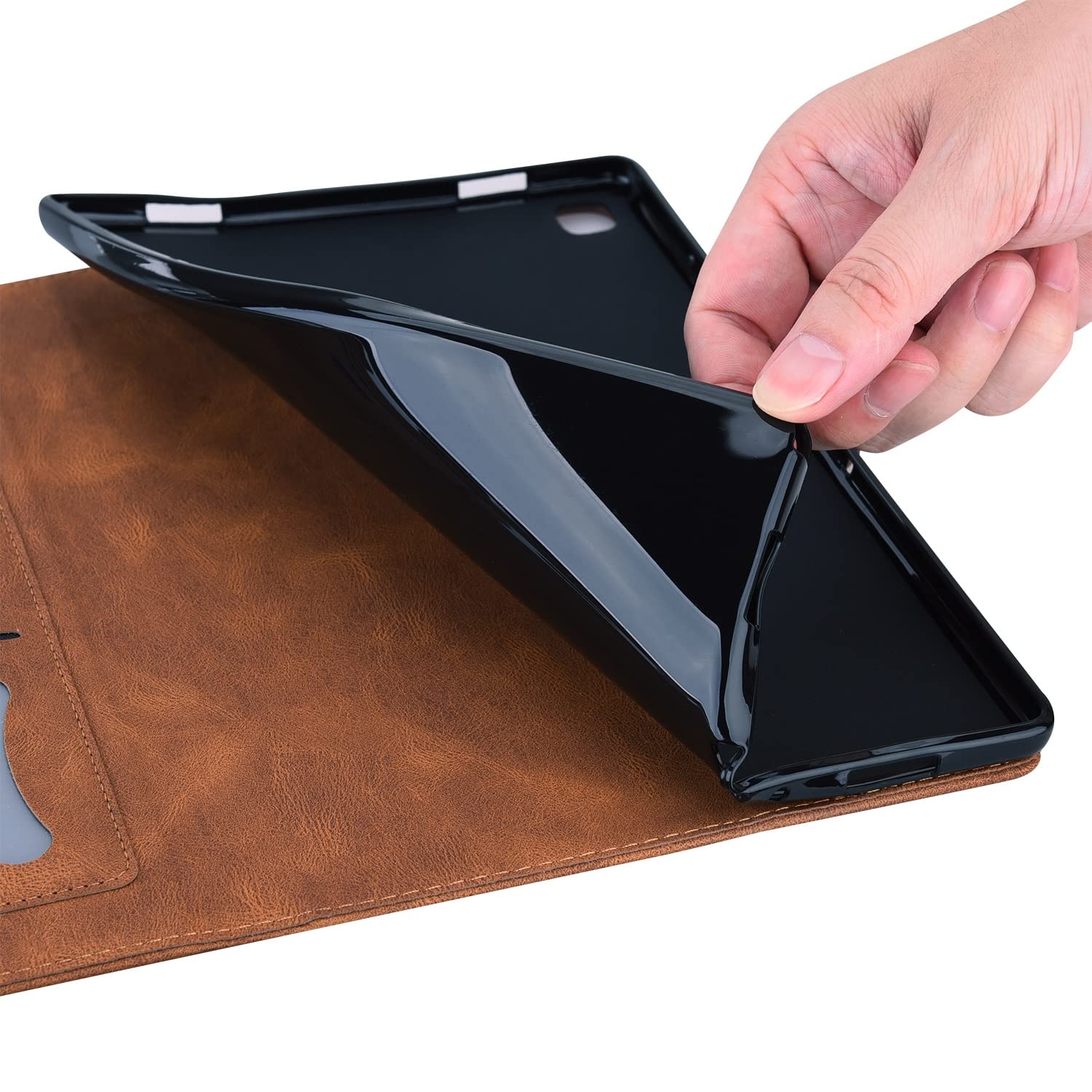Podróż na tablecie Dla Kindle Fire HD 8. Tablet 2018/2017/2016 Case / 7. 6. Motyl wytłoczony stojak składany pokrywa ochronna Pu Skórzana klapka Slot PC. Sprawa(Kahverengi)