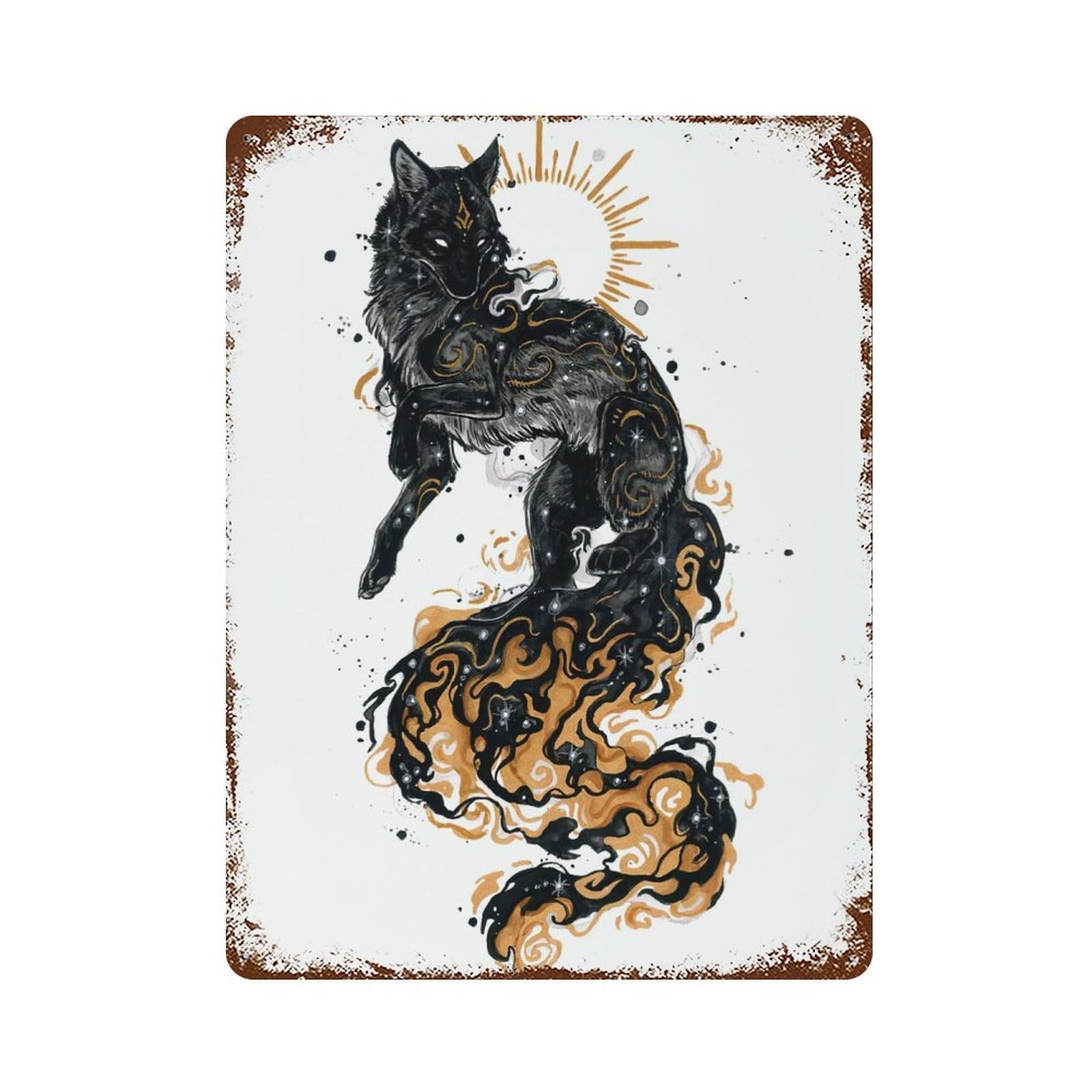 Fox Fires Retro Metal Sign 15.7"x11.8", Classic Wall Plaque for Garage, Pub Or Kitchen