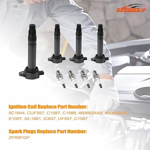 Miniatura 3 de DEEGOOLY 4 bobinas de encendido UF557 y bujías de iridio ZFR5FGP compatibles con Ch-rysler 200 Se-bringDod-ge A-venger Ca-liber Jour-neyJe-ep
