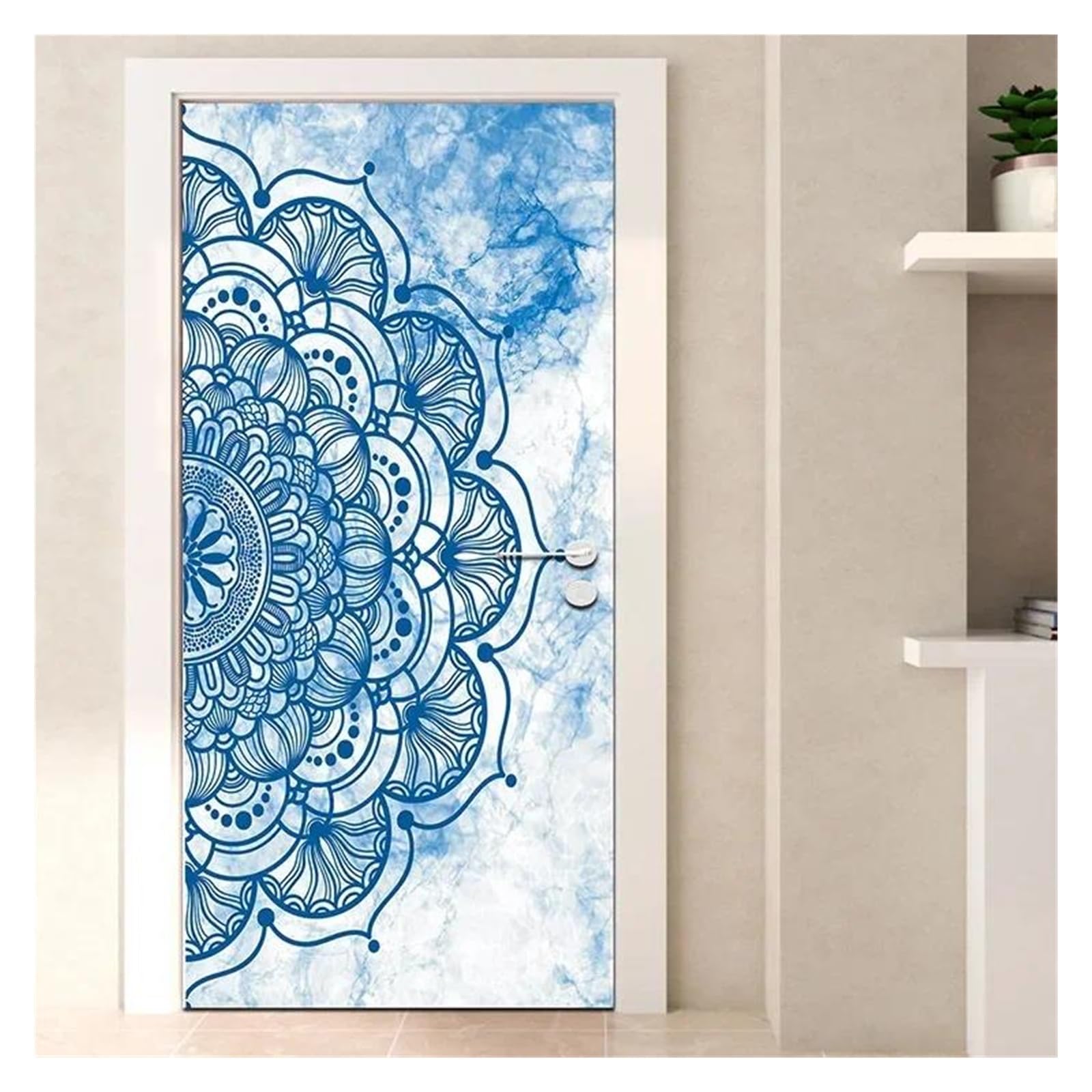 Stickers de porte mandala bohème 90x200cm pour déco salon cuisine