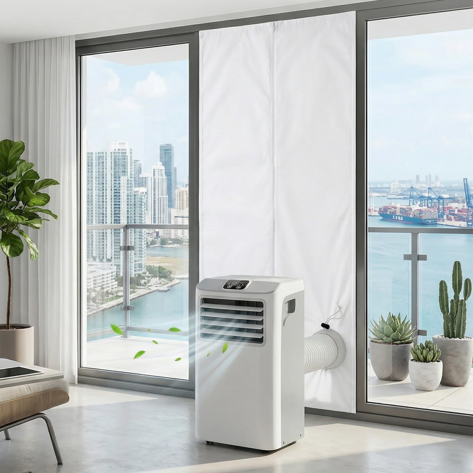 Kit d’étanchéité mobile pour climatiseur – 100 × 210 cm avec cordon | La solution idéale pour les fenêtres standards Avec ses dimensions de 100 × 210 cm, ce kit d’étanchéité convient.