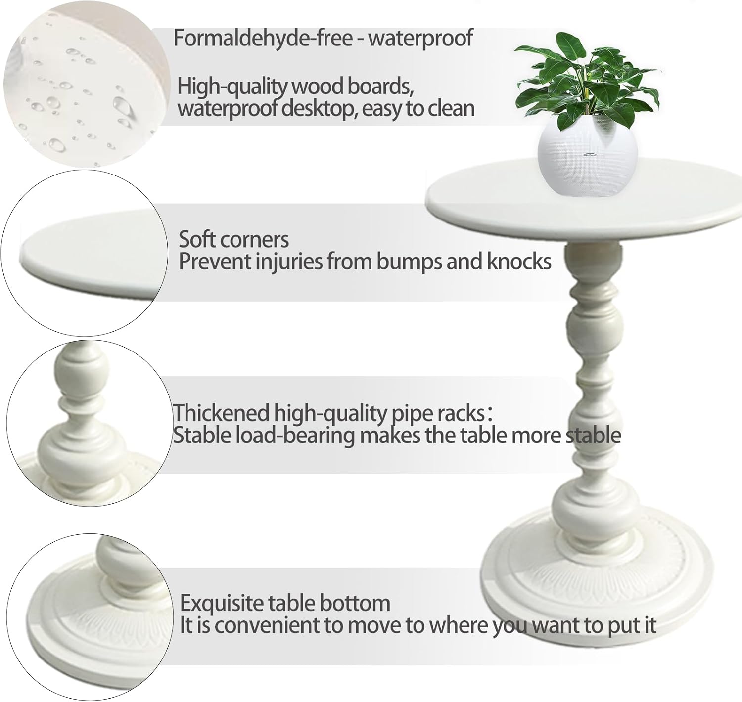 2 Set Pedestal Tables White TV Tray Table, Sofa Table, Small Side Table for The Sofa in The Living Room and Bedroom, Bed, Chair, Mini Coffee Table, Headboard Table, 20.47 (H) *13.78 (W)