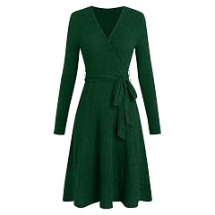 Women Sweater Wrap Dress Long Sleeve Fashion Casual Fall Midi Dress V Neck Teacher Church Work Outfits with