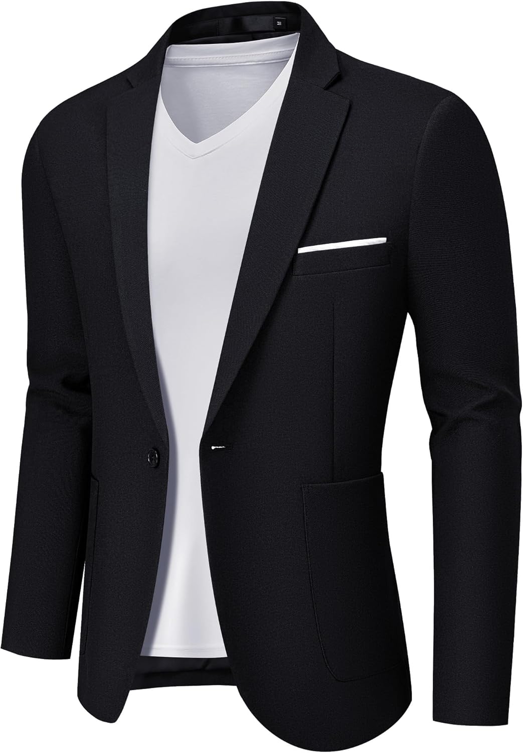 MAGE MALE Men’s One Button Blazer Lightweight Casual Sport Coats Solid Color Suit Jacket