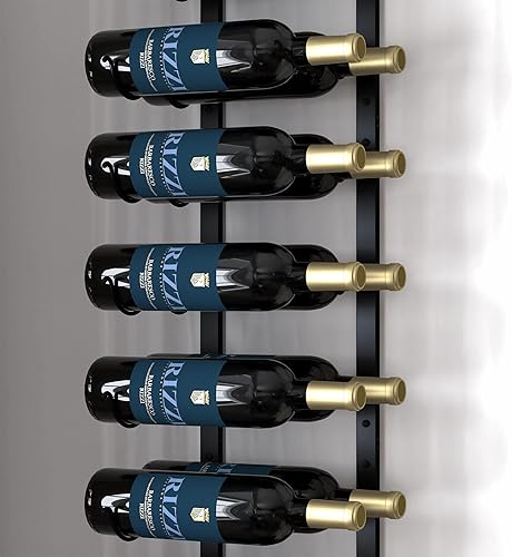 Miniatura 6 de Estante de vino de acero inoxidable montado en la pared, estante de vino de pared de 123 para 18 botellas, estante de vino colgante negro mate,
