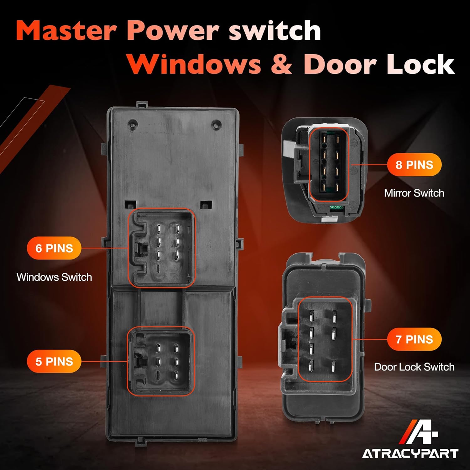 Master Power Window Switch & Door Lock & Mirror Switch Fit for Ford F250 F350 F450 F550 2002-2004, Excursion 2002-2005, Explorer & Mountaineer 2002-2003 Replaces 1L2Z14529BA, 1L2Z14028AA, F65Z17B676AB