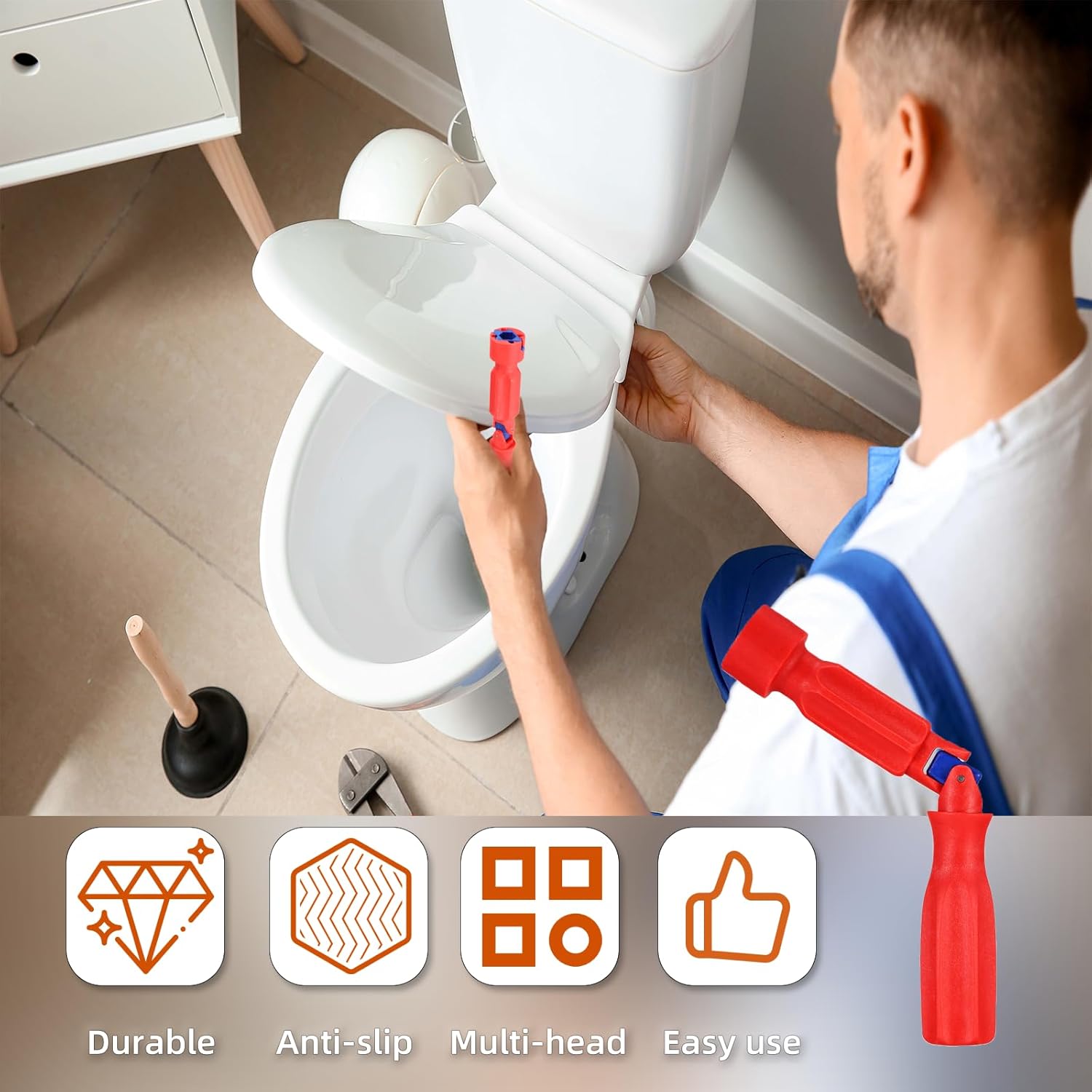 Toilet Seat Fitting Tool, Universal Toilet Seat Installation Key, Toilet Seat Repair Wrench, 10/13/17mm Professional Universal Plastic High-Strength Installation Key Plastic Toilet Seat Fitting Tool