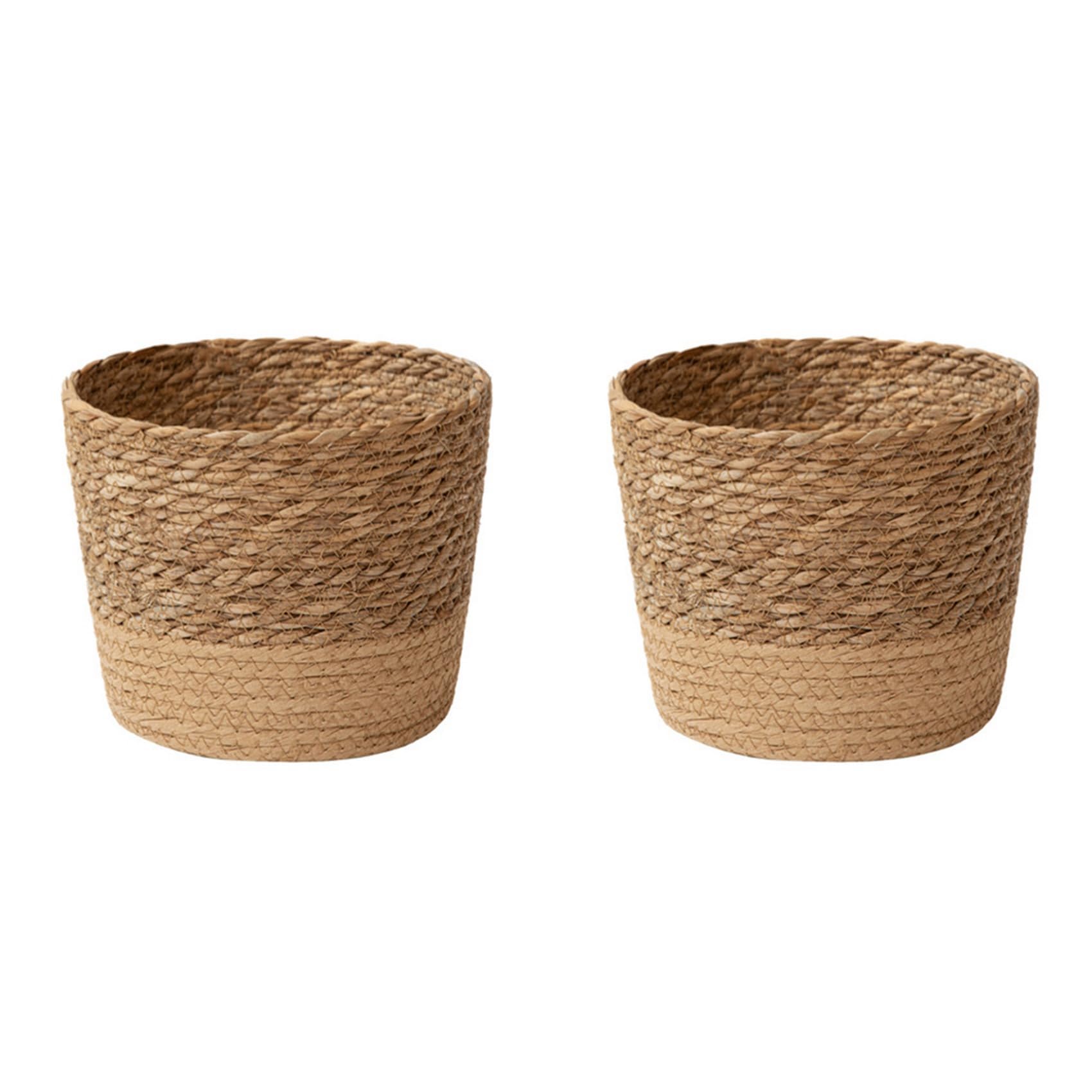 Jnchdghwa 2X Straw Weaving Flower Plant Pot Wicker Basket Rattan Flowerpot Storage Basket Handmade Woven Planter Basket L