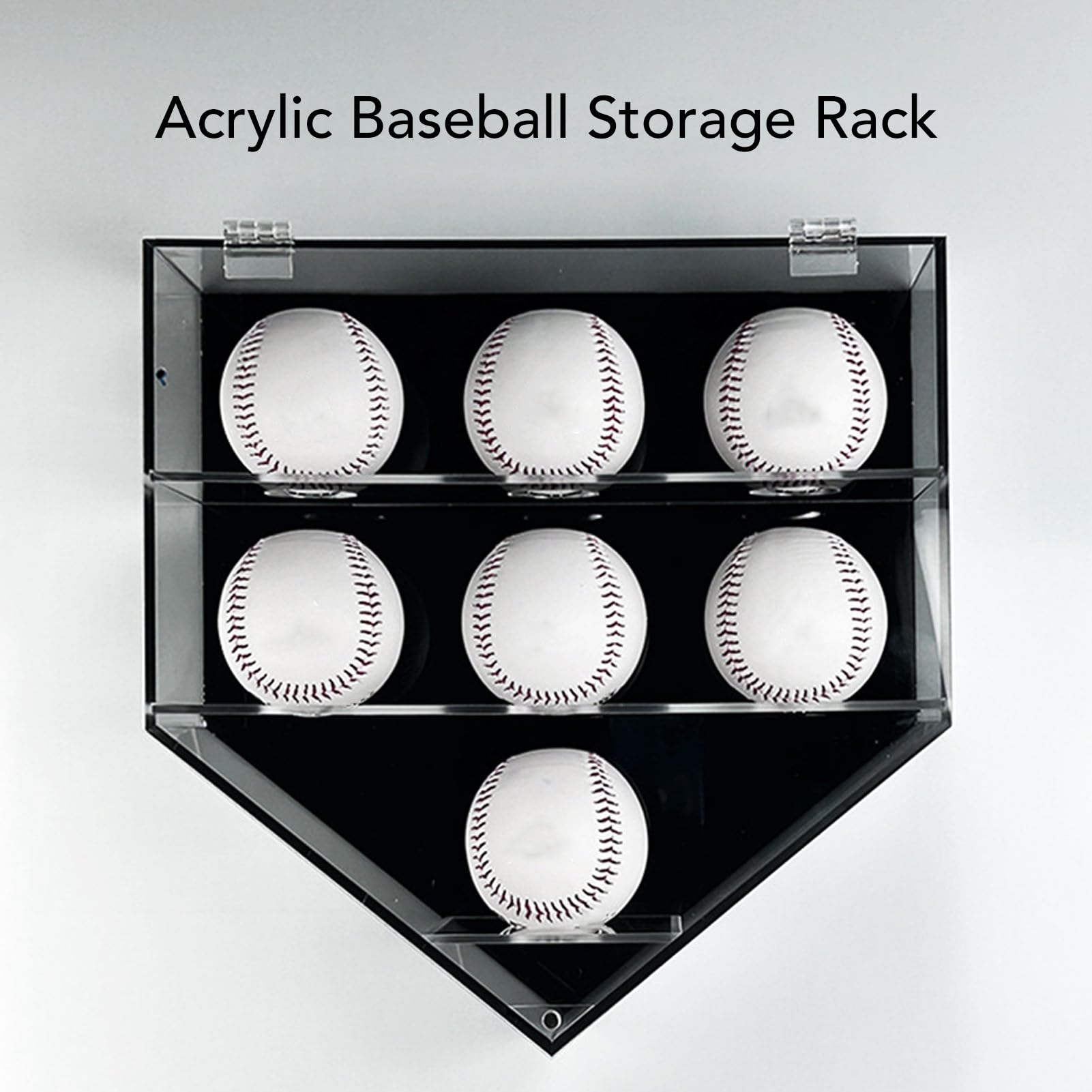 Fyearfly Vetrina baseball per montaggio a parete Coperchio sigillante magnetico in acrilico premium Scaffale di stoccaggio a 7 fori per collezionisti di palline tennis baseball Nero