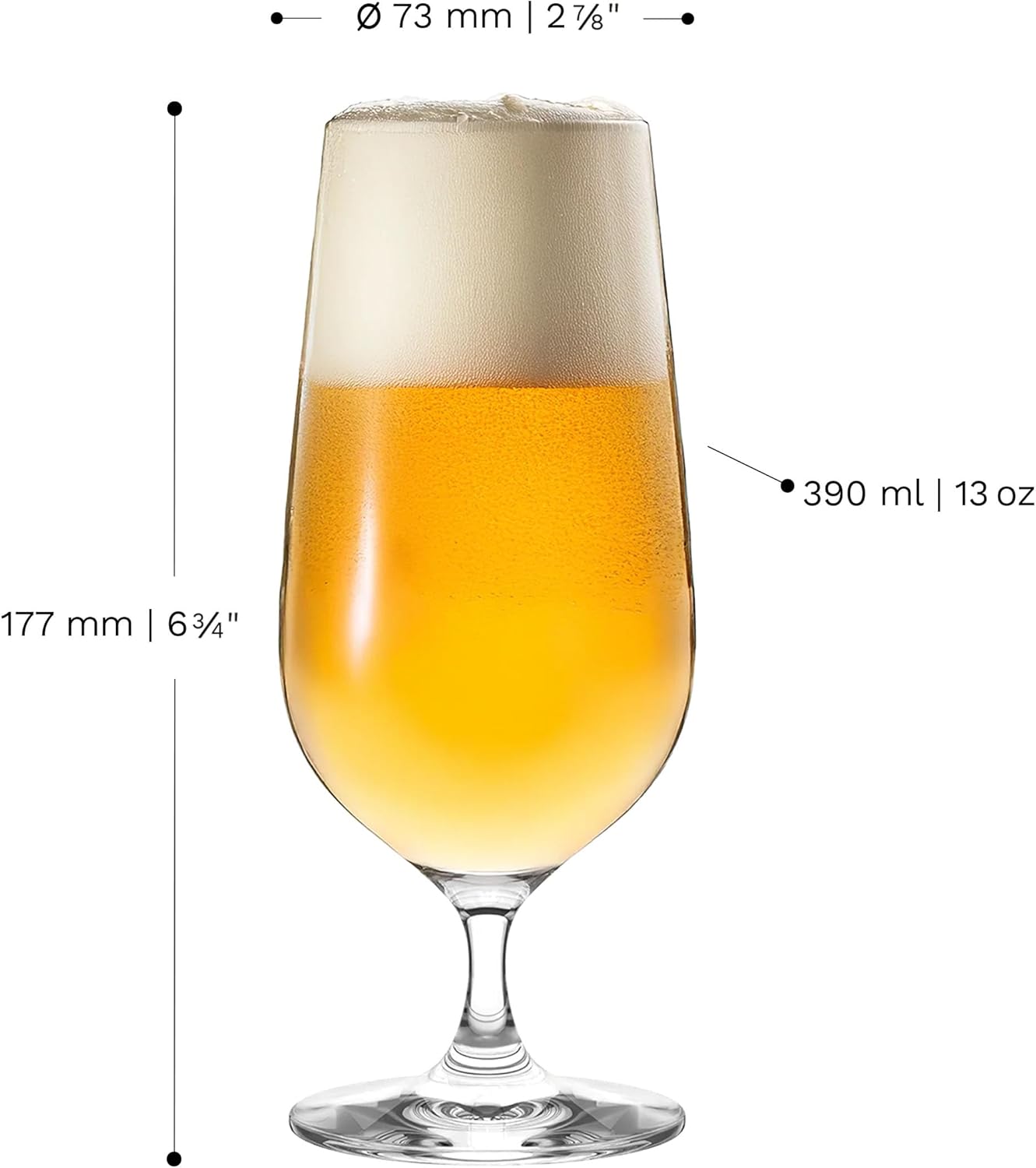Stölzle Lausitz Grand Cuvée Beer Glasses Set of 6 – 13 oz Elegant Crystal Glasses for Pils & Lager – Premium Tulip Beer Glasses – Dishwasher Safe – Made in Germany with Timeless Design