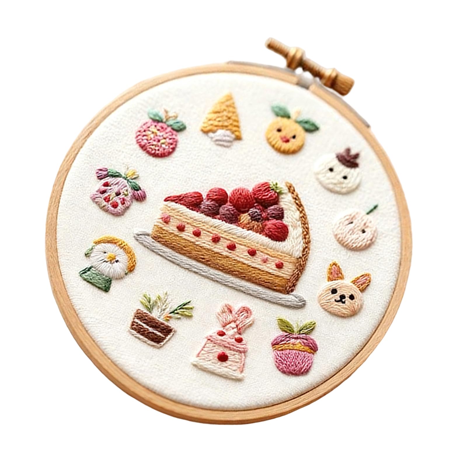 Kalttoy Cx1344 Dessert Theme Embroidery Set With Instruction Stitching Hoop Embroidery Threads And Needle For Art Craft Creative Supplies