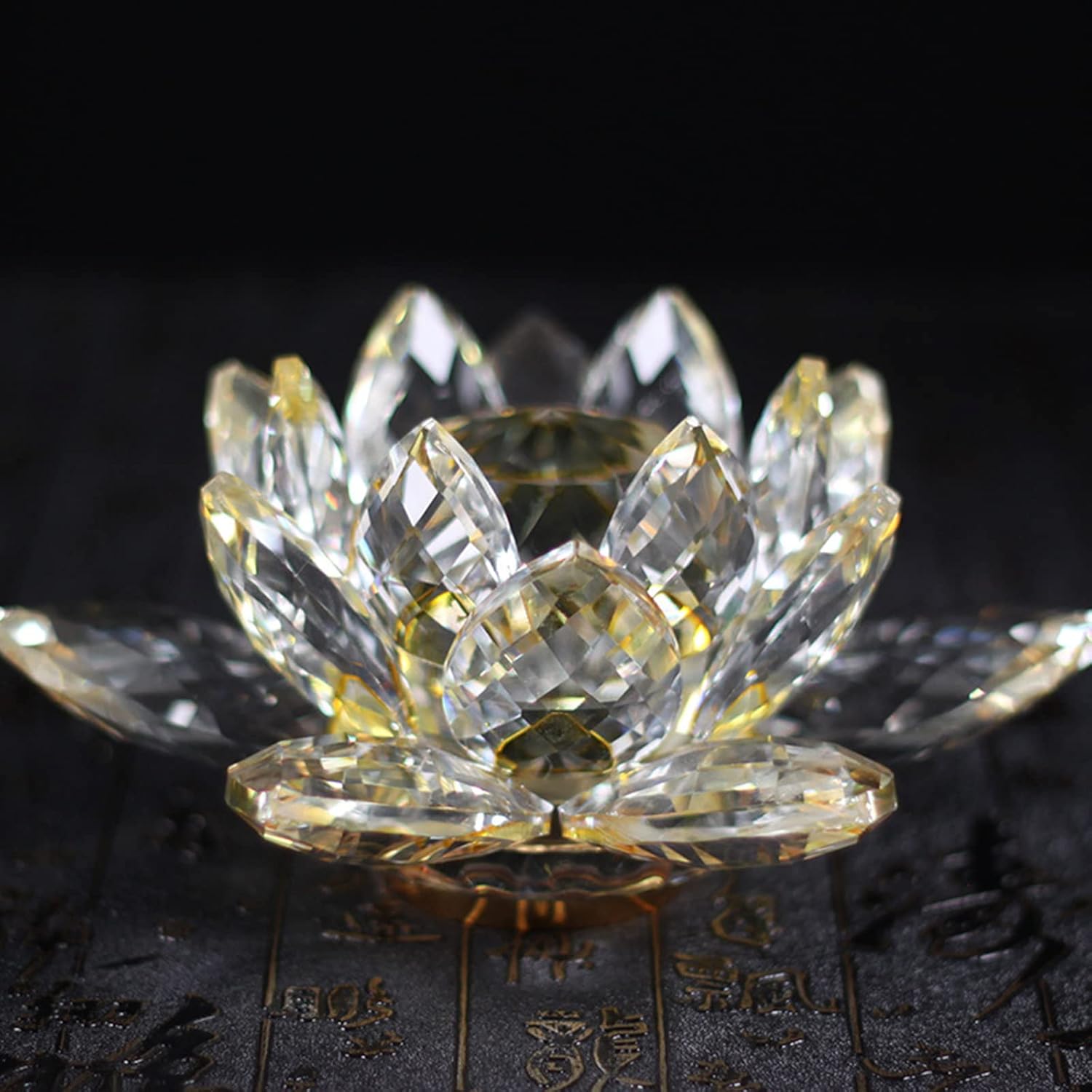 1 Pair Colorful LED Lotus Flower Lamp 7 Color Crystal Buddha Lamp for Cabinet Buddhist Altar - Light Control Crystal Decor Night Light -110V US Plug(8 inch)
