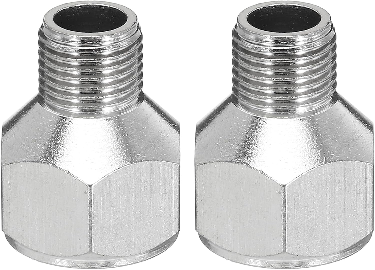 PATIKIL 1/8 to 1/4 Air Brush Hose Adapter, 2PCS 1/8" BSP Male to 1/4" BSPT Female Fitting Conversion Adapter Nipple Metal Connector for Air Compressors