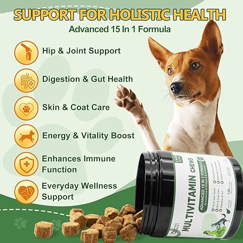 Miniatura 2 de NATURE TARGET Multivitamínico para perros, con MSM y glucosamina, omegas 3 y 6, probióticos para la salud digestiva, apoyo articular, piel y pelaje,