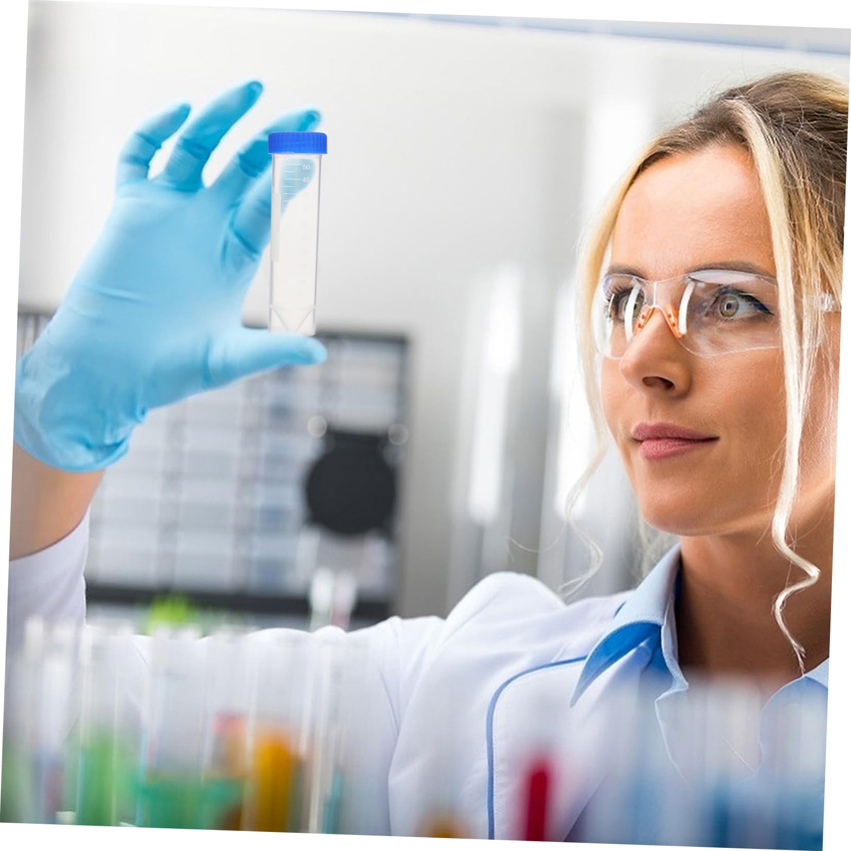 Contenitori Per Centrifuga Da Laboratorio 50 Ml Tappo a Vite, Fondo Piatto Autoportante, Confezione Da 50 Pezzi, Provette Per Test e Conservazione Liquidi