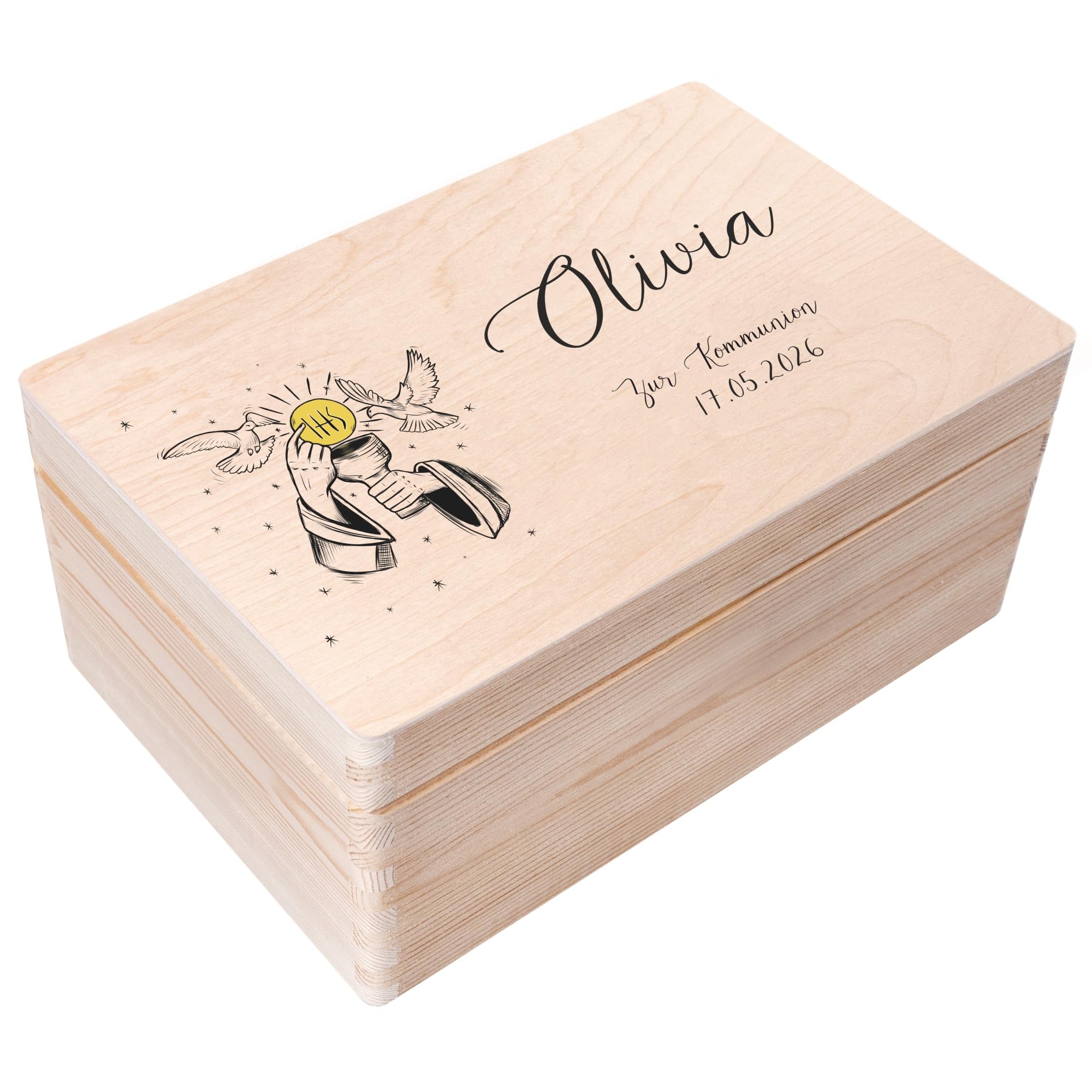 Creative Deco Personalisiert Kommunion Geschenke für Mädchen und Jungen - Holzkiste | Mehrere Kommunion Motiv | Individuelle Geschenk Erinnerungsbox | Erstkommunion Deko