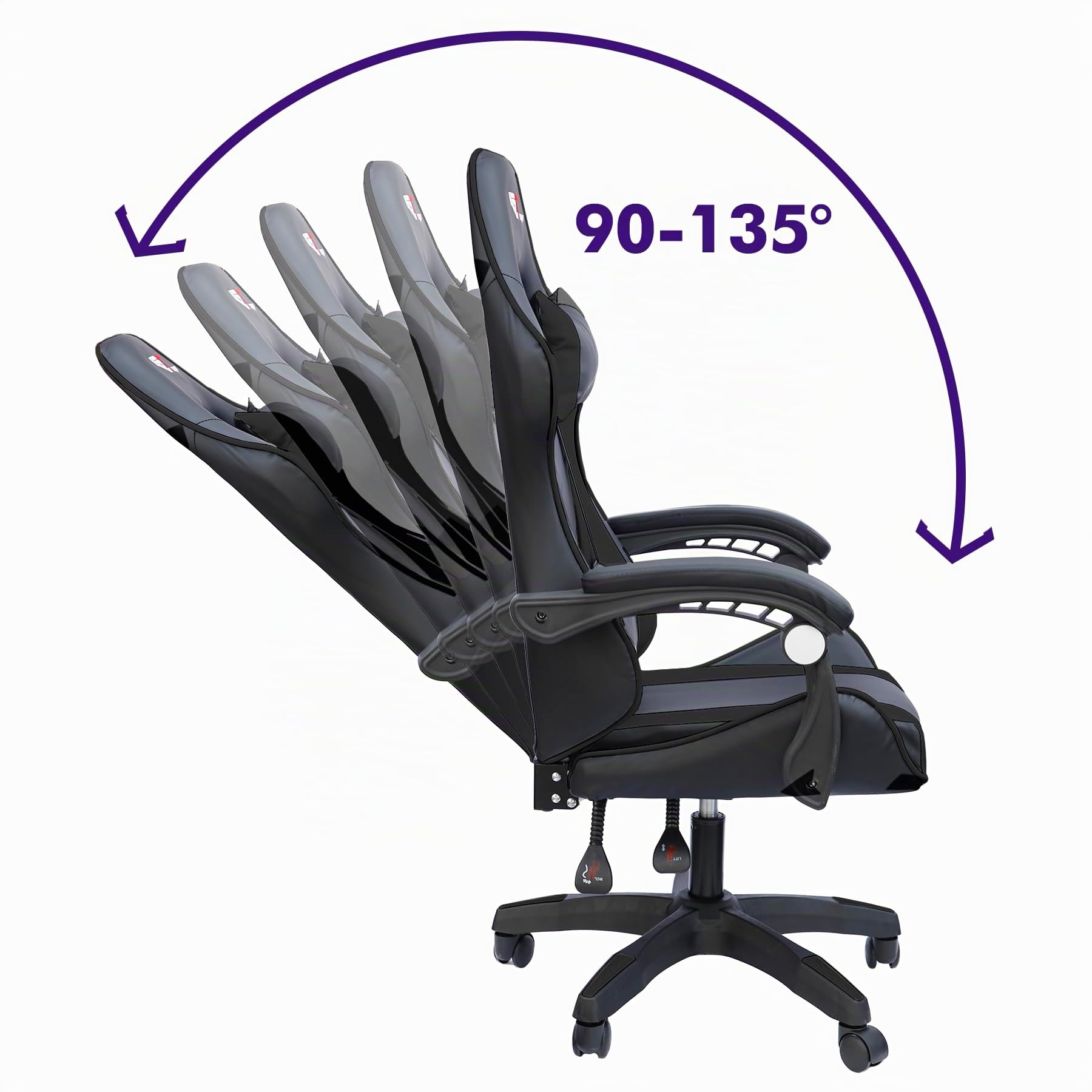Game GT Extreme Chaise de bureau de gaming en cuir écologique (triple noir)