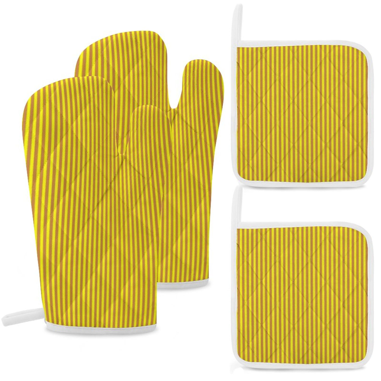 Juego de 4 guantes de cocina y agarraderas de diseño clásico a rayas