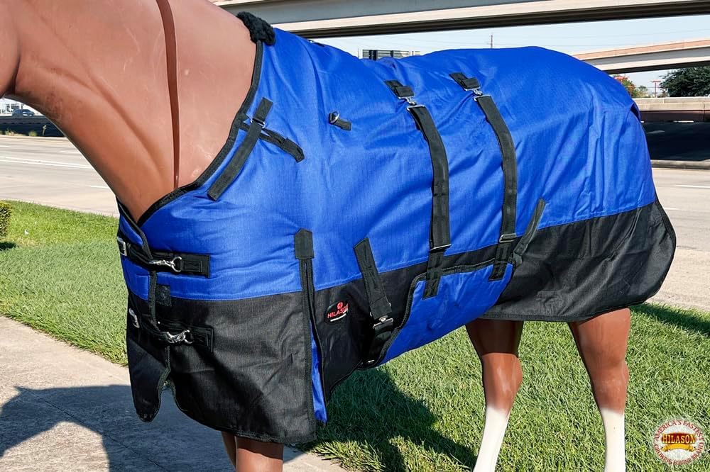 HILASON 600D Winter Waterproof Poly Horse Blanket Belly Wrap | Turnout Blankets for Horses