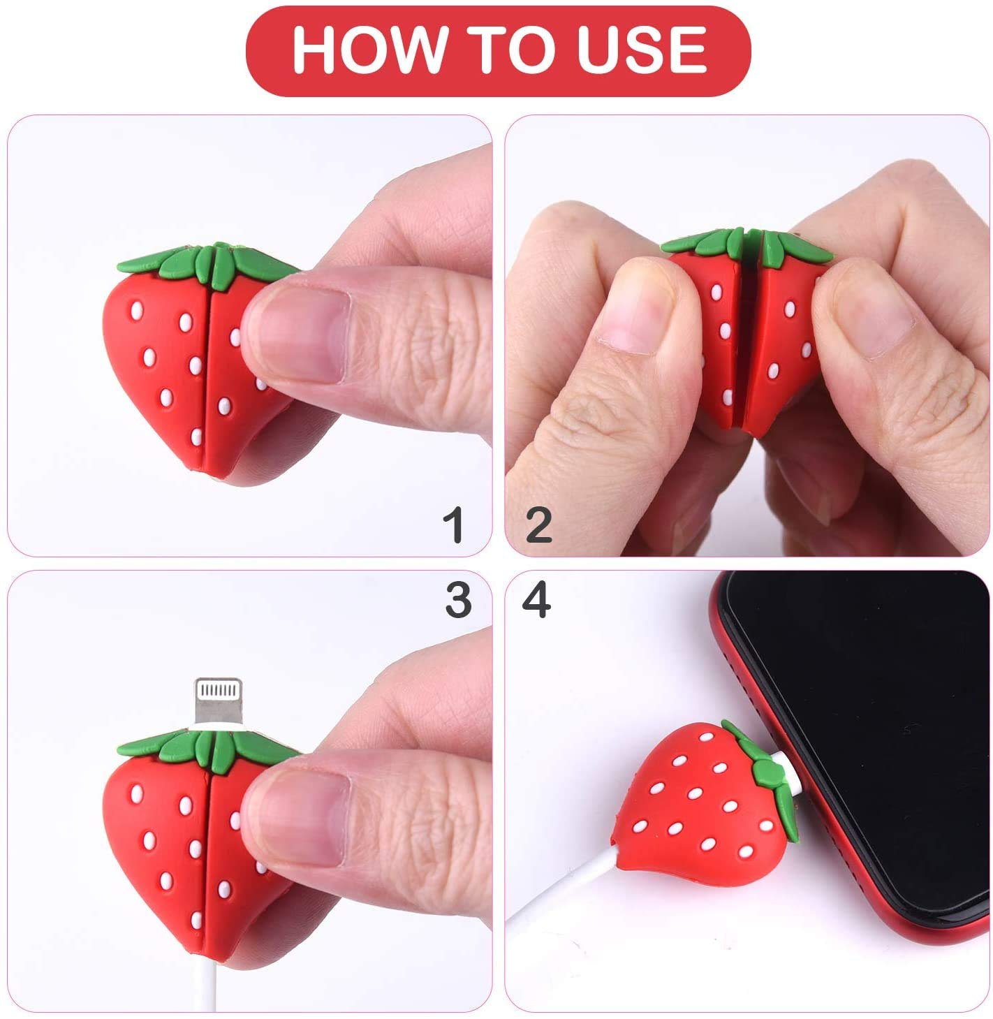 skenlihfeng 20 Pcs Cable Protector for iPhone/ipad USB Cable, Plastic Cable Protectors Cute Drink Fruit Dinosaur Animals Charging Cable Saver, Phone Accessory Protect USB Charger (Type B(20PCS)