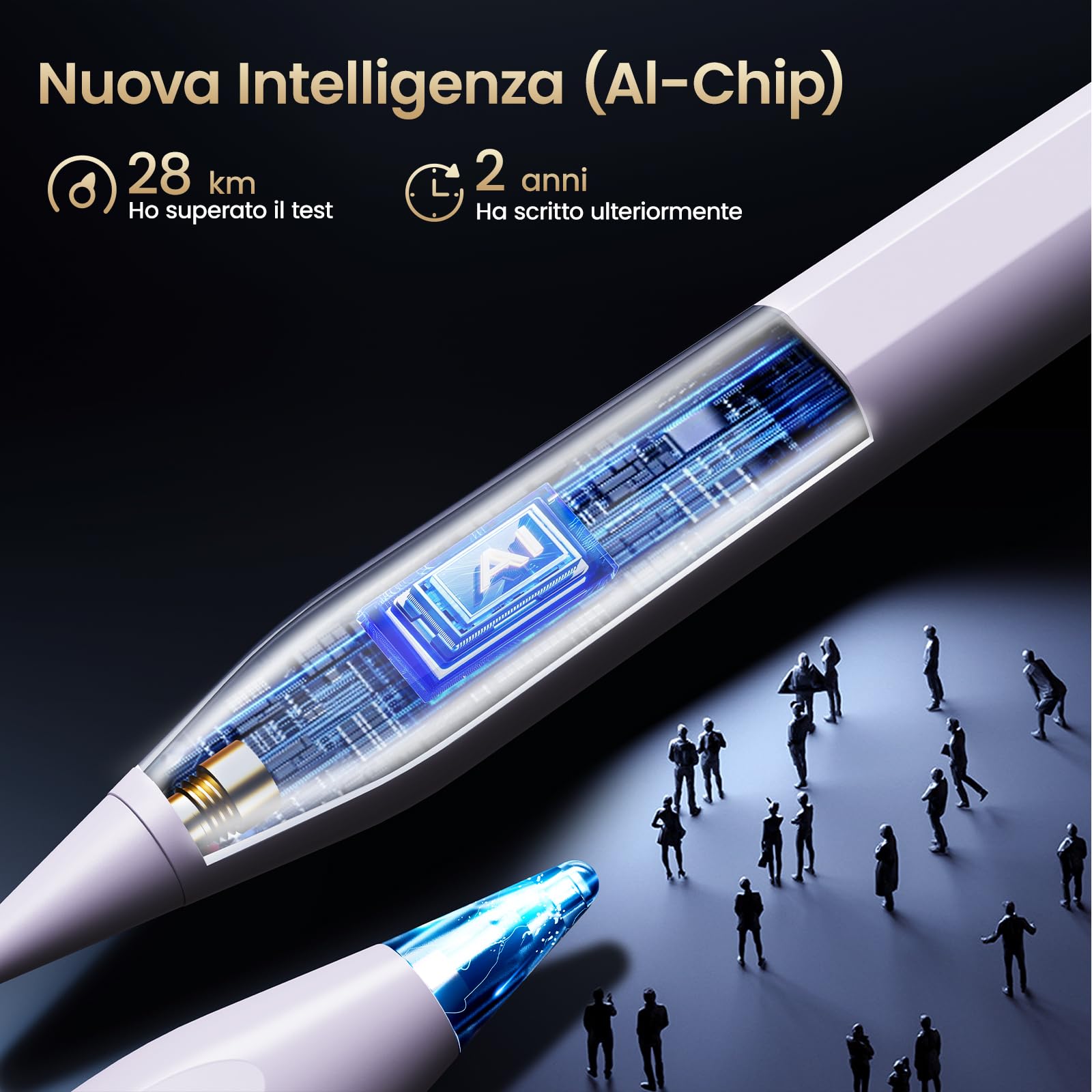 Penna per iPad,Penna per Tablet Compatibile con Apple iPad 2018-2025 Ricarica Rapida,Sensibile all'Inclinazione&Rifiuto del Palmo,Stylus Pencil per iPad 6-11,Pro 13/12,9/11'',Air 3-6,Mini 6/5