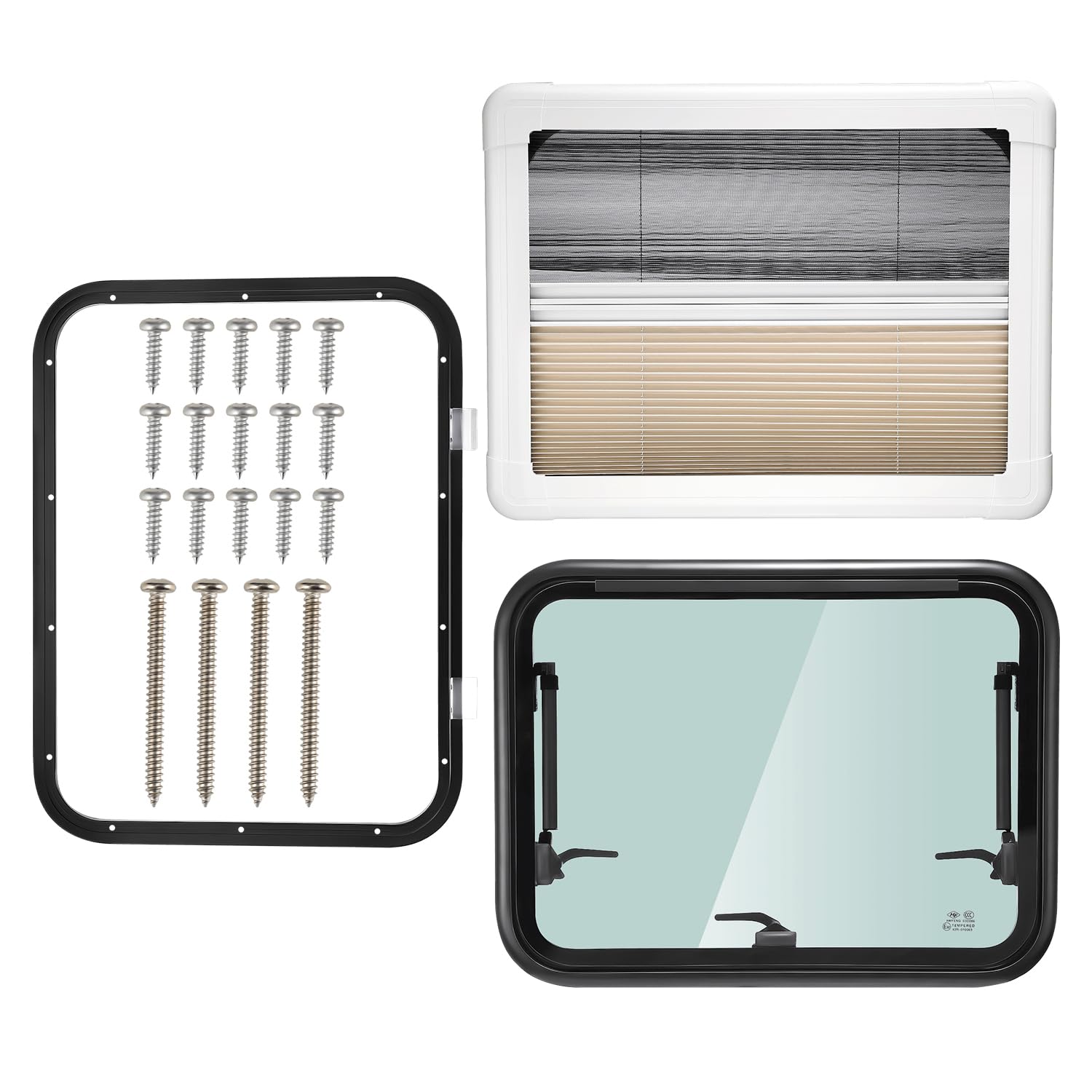 ISINEVER Wohnmobilfenster Ausstellfenster 600 x 450mm Wohnmobil Fenster Seitenfenster mit integriertem Rollo und Fliegengitter für RV Wohnwagen, Kastenwagen, Van, Camper, Auto, Bus, Boot