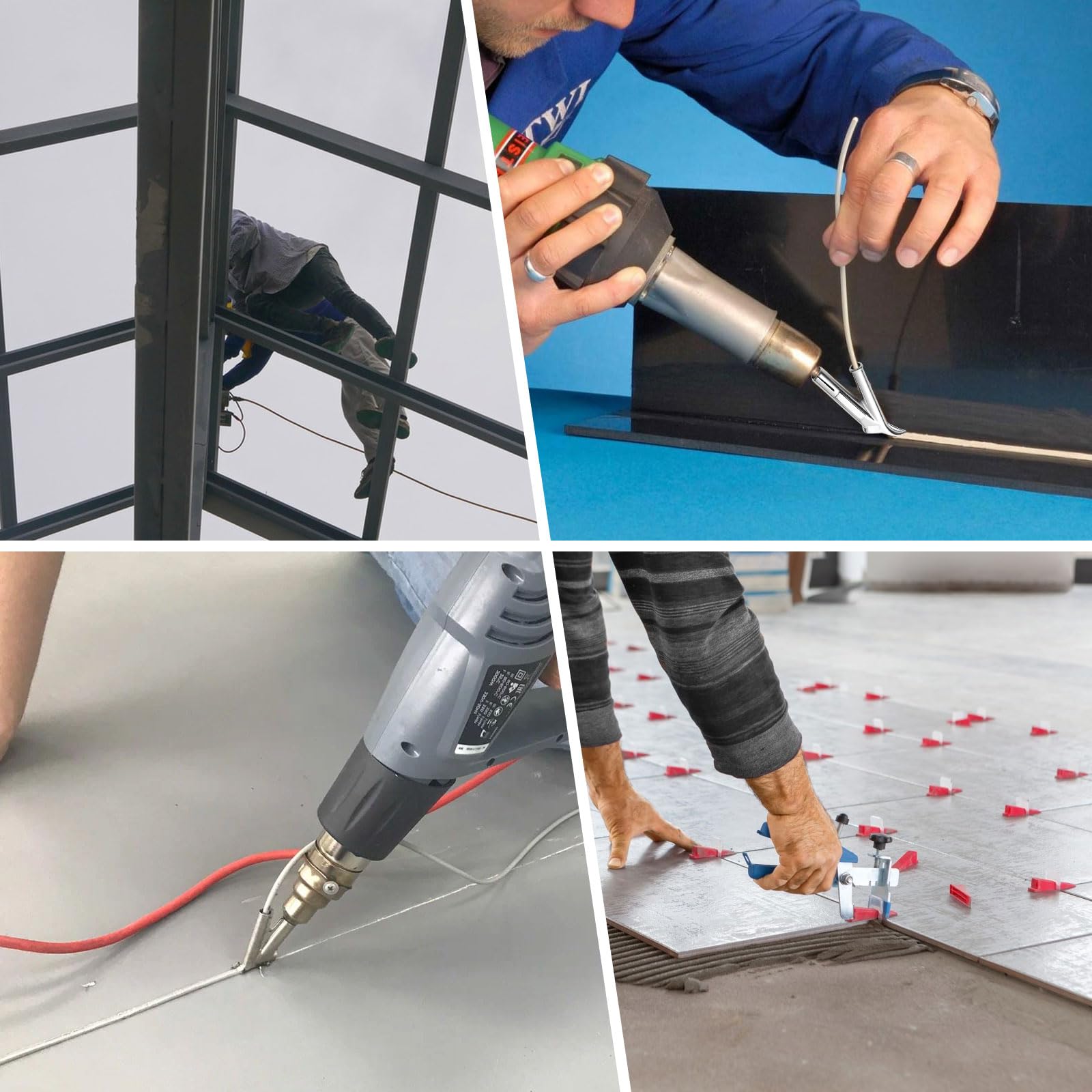 JOJOCY 4pcs 5mm Welding Tip Nozzles for Hot Air Gun, Stainless Steel Round & Triangular Tips for Vinyl PVC Plastic Welding