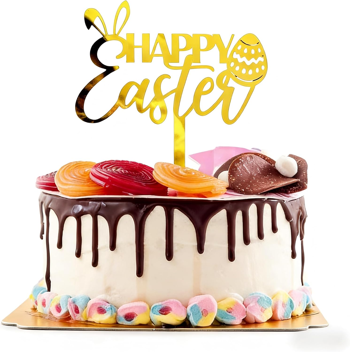 Easter Cake Toppers Bunny Egg Cupcake Decoration Gold Rabbit Dessert Happy Easter Spring Party Supplies