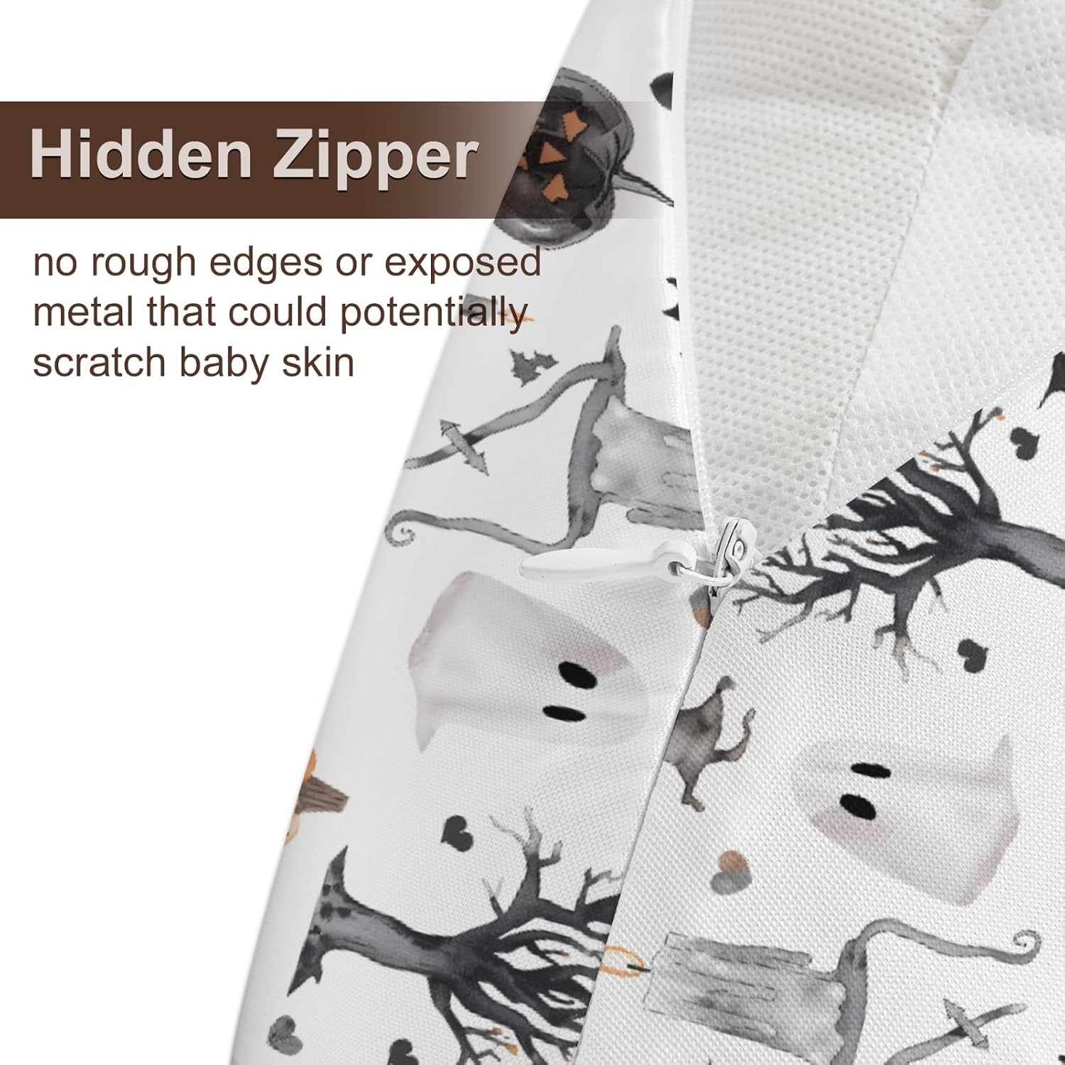 Halloween Pumpkin Bat Spider Trees Pattern Nursing Pillow Cover, Unisex Fall Autumn Holiday Removable Breastfeeding Pillowcase Slipcover for Baby Girls Boys Newborns Toddlers, Cover Only