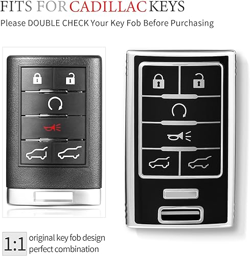 Miniatura 2 de OFFCURVE Funda protectora para llave de automóvil Cadillac SRX ATS ELR XTS 2010 2011 2012 2013 2014 2015 entrada sin llave control remoto accesorios