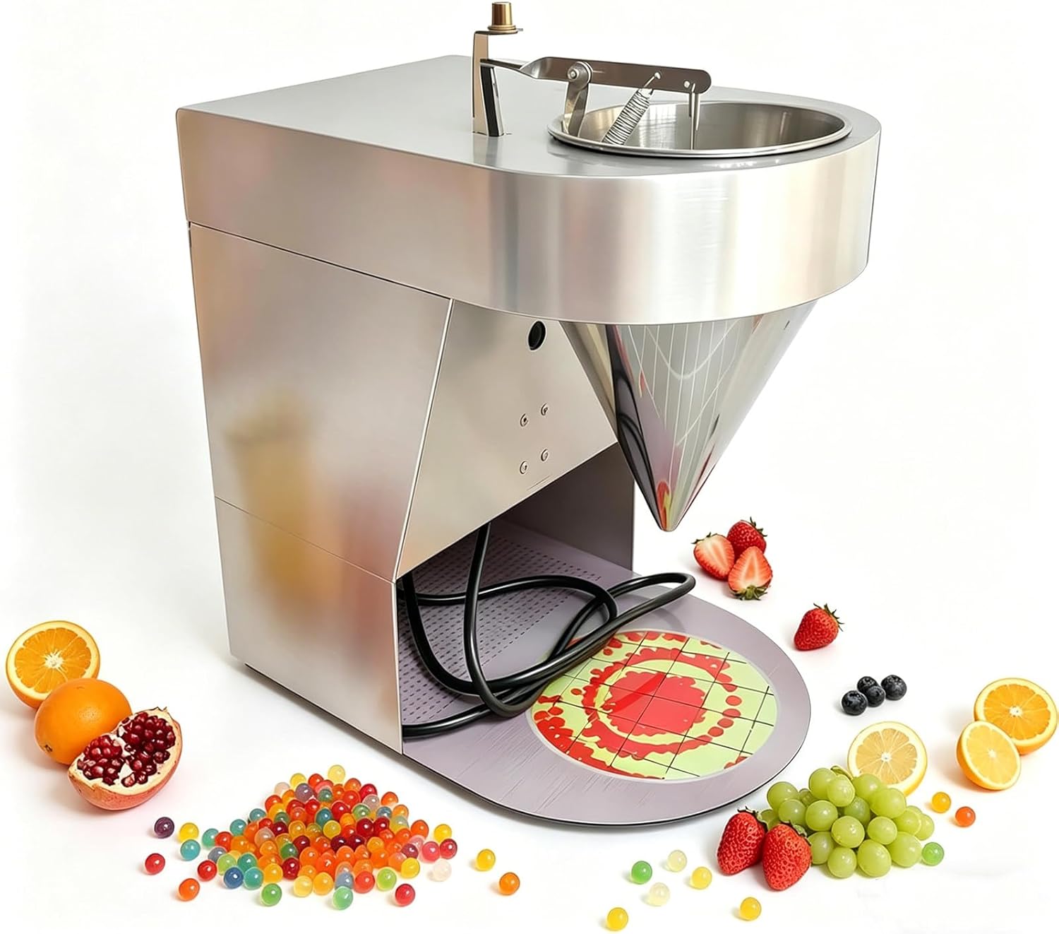Popping Boba Maker Machine, Automatic Pearl Ball Making Machine for Real Fruit Juice, Adjustable from Caviar to Large Boba Size, Commercial & Home Use, 18W Low Noise