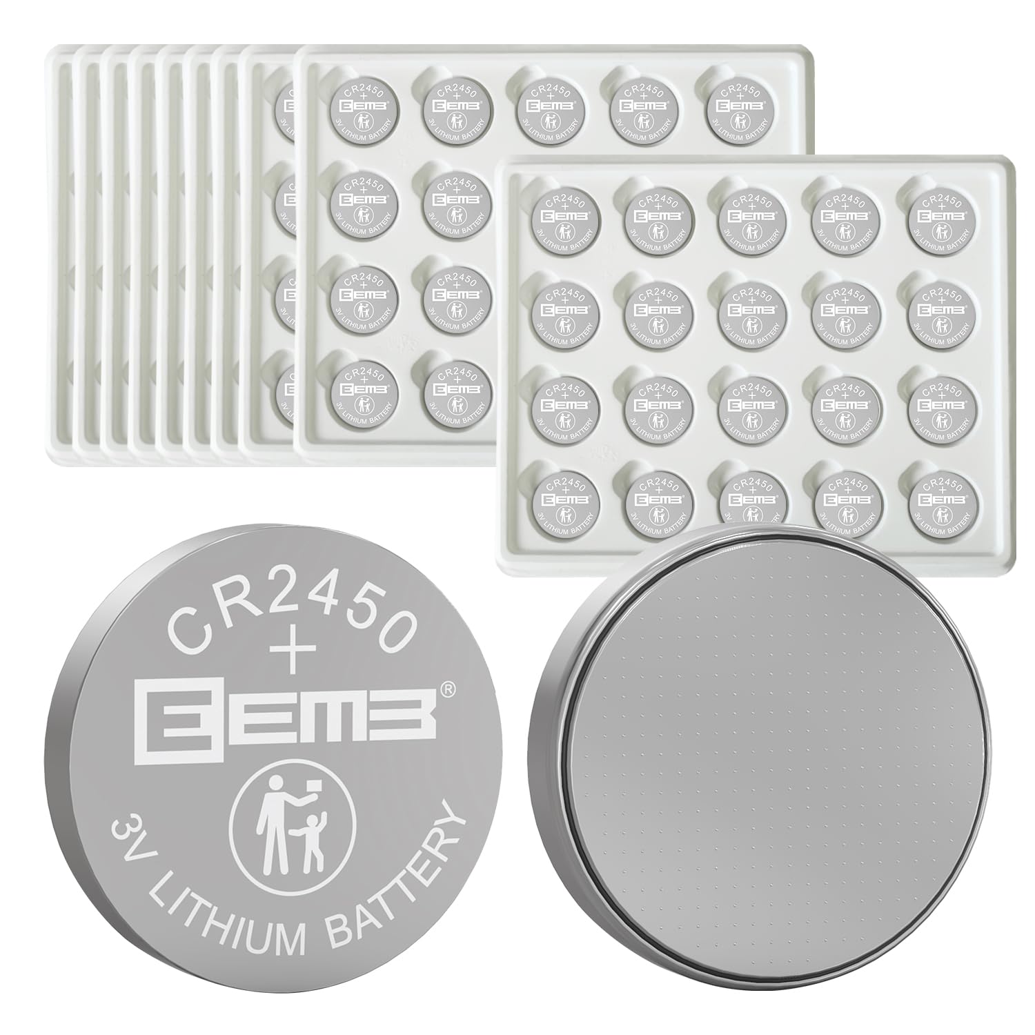 EEMB 200PCS CR2450 Batteria 3V al litio Batterie Pile CR2450 per orologi lampade da tè candele votive sistema di allarme portachiavi auto telecomando calcolatrici giocattoli