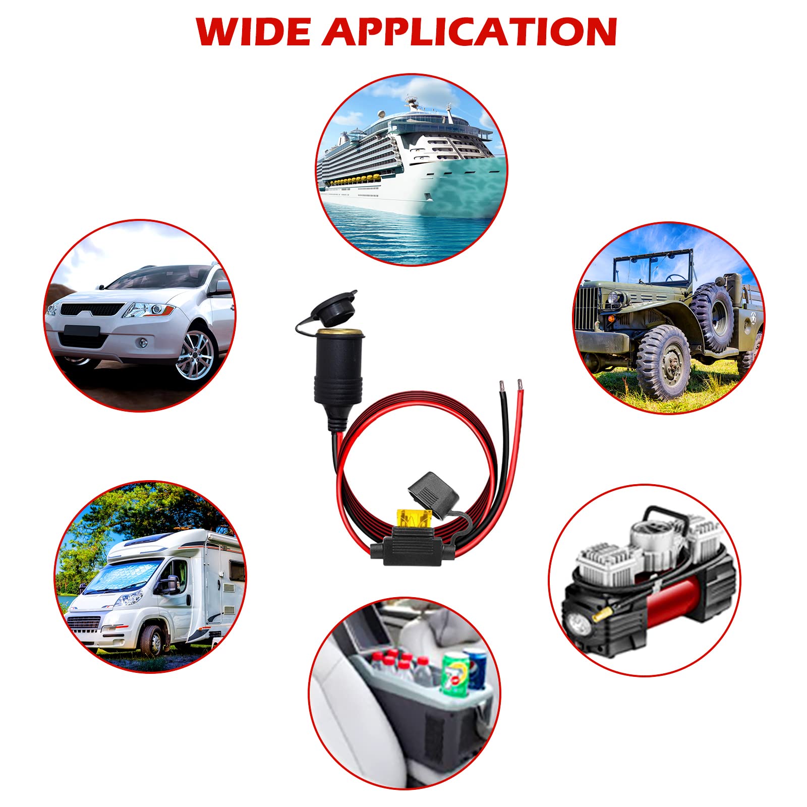 3 Prese Accendisigari Auto 12V-24V Universali - Impermeabili, Con Fusibile E Cavo 0,6m, Per Moto, Nave, Trattore, Ideale Per GPS E Telefono
