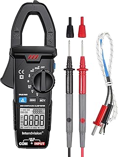 Intendvision AC/DC Digital Clamp Meter T-RMS 6000 Counts, Multimeter Voltage Tester Auto-ranging, NCV AC DC Current Voltage Resistance Capacitance Frequency Diode Temperature Measure Tester