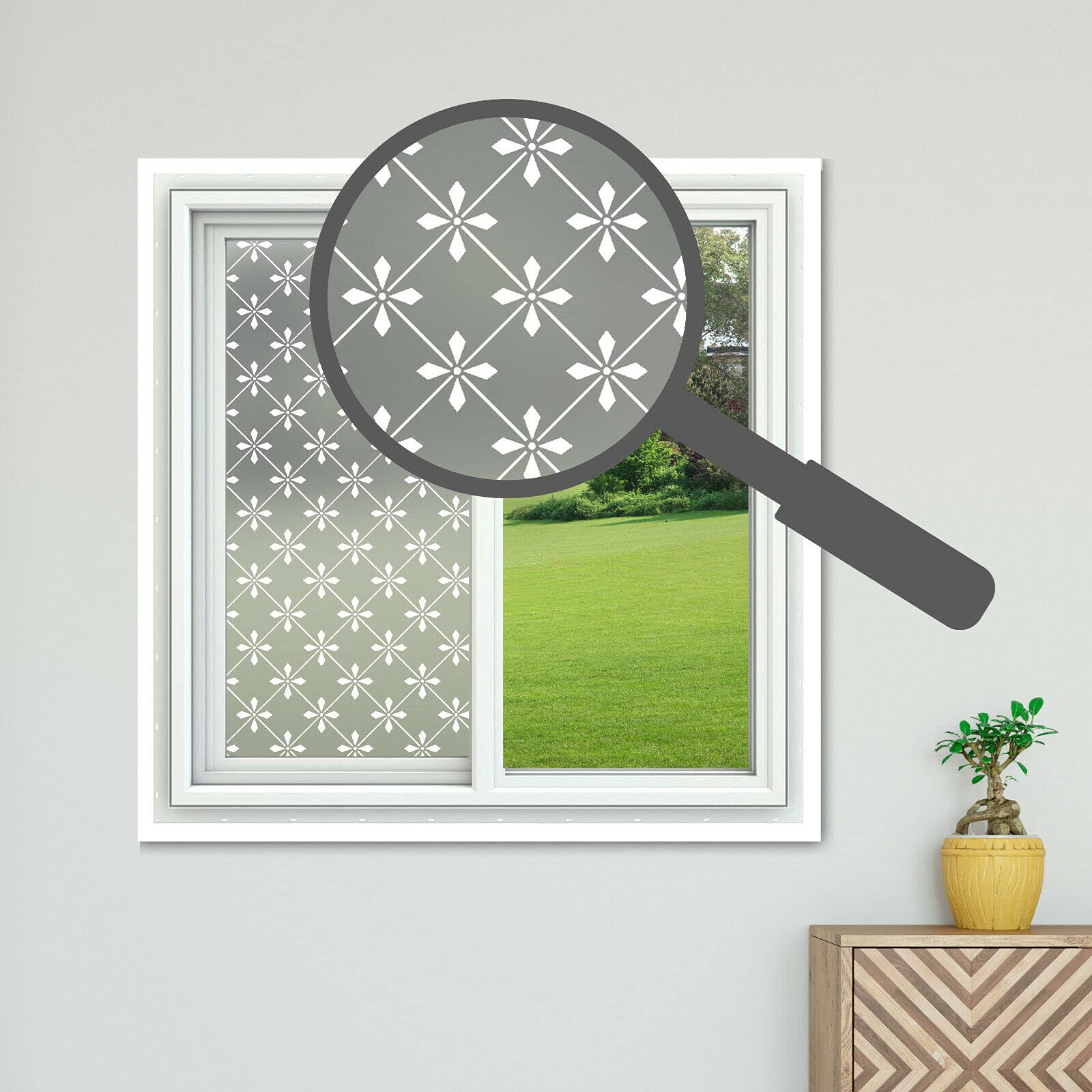 Privacy Frosted Victorian Theme Window Film Decorative Etched Feature Glass Self Adhesive Vinyl (Style 10)