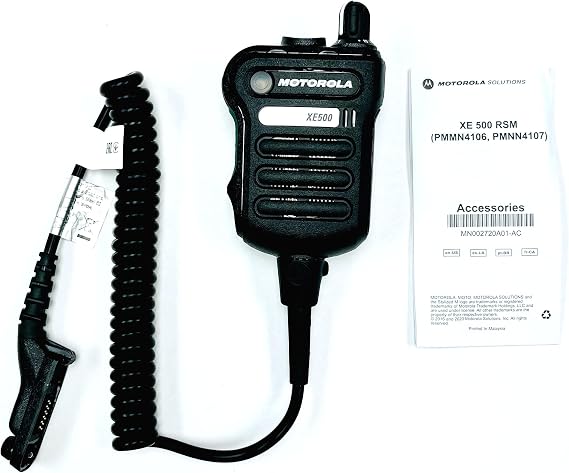 حلول موتورولا Pmmn4106cblk Apx Xe500 ميكروفون مكبر الصوت عن بعد مع خمسة ميكروفونات مدمجة ومحرك صوتي متكيف ، تصنيف Ip 68 ، وكابل مؤقت مقاوم للحرارة الشديدة