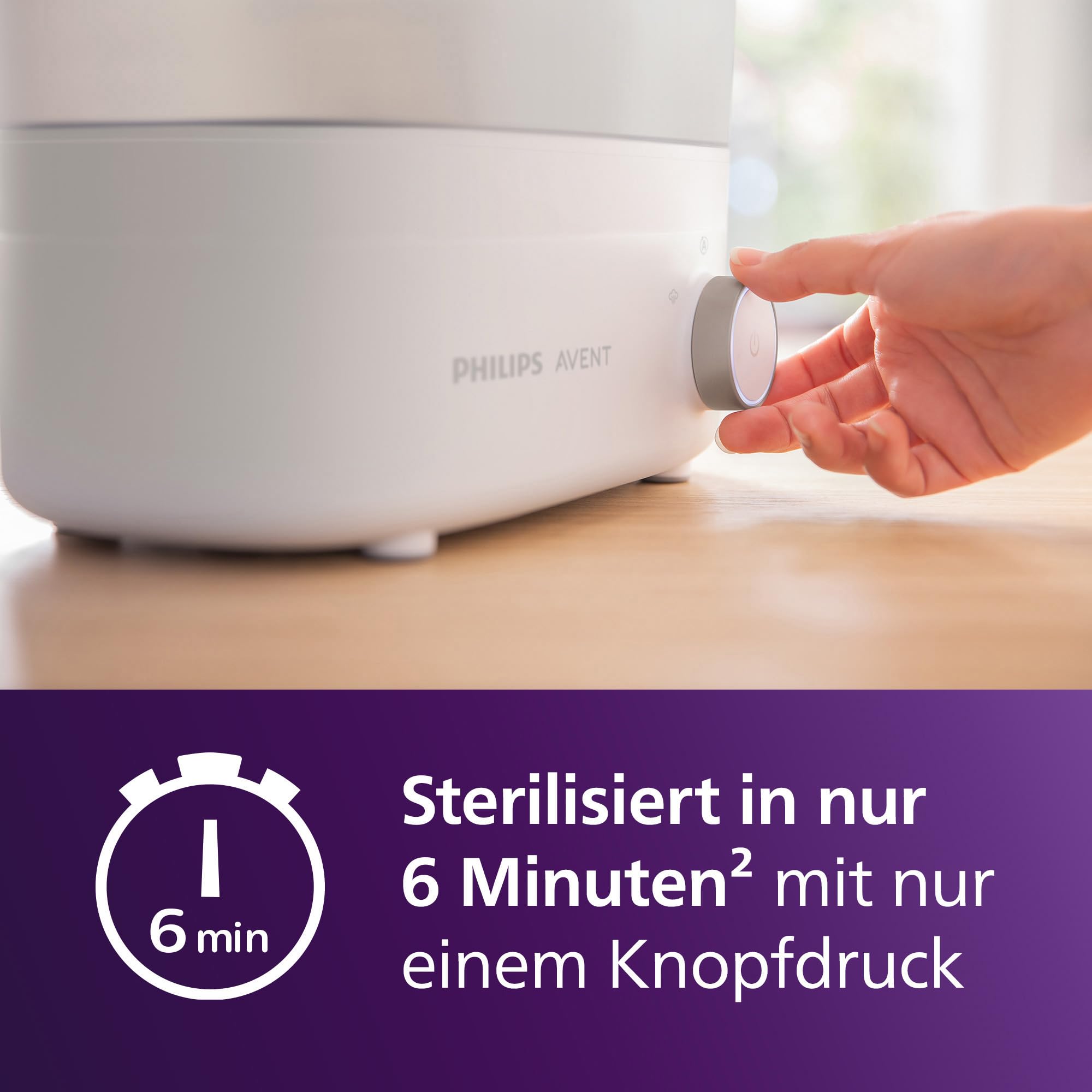 Philips Avent Sterilisator-Geschenkset SCF291/00 Elektrischer Dampfsterilisator mit Flasche und Saugerbürste