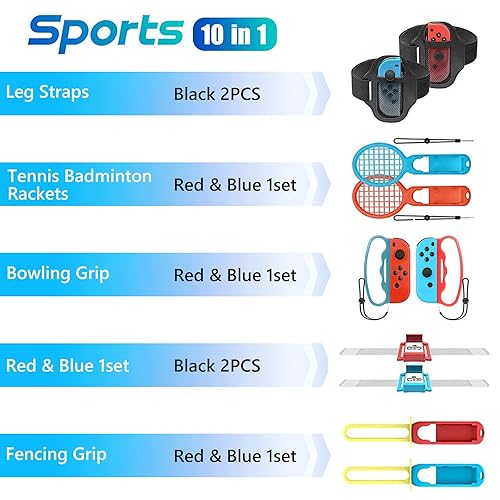 Miniatura 2 de 2022 Switch Sports Accessories Bundle - 10 in 1 Family Sports Game Accessories Kit Compatible with SwitchSwitch OLED for Nintendo Switch Sports