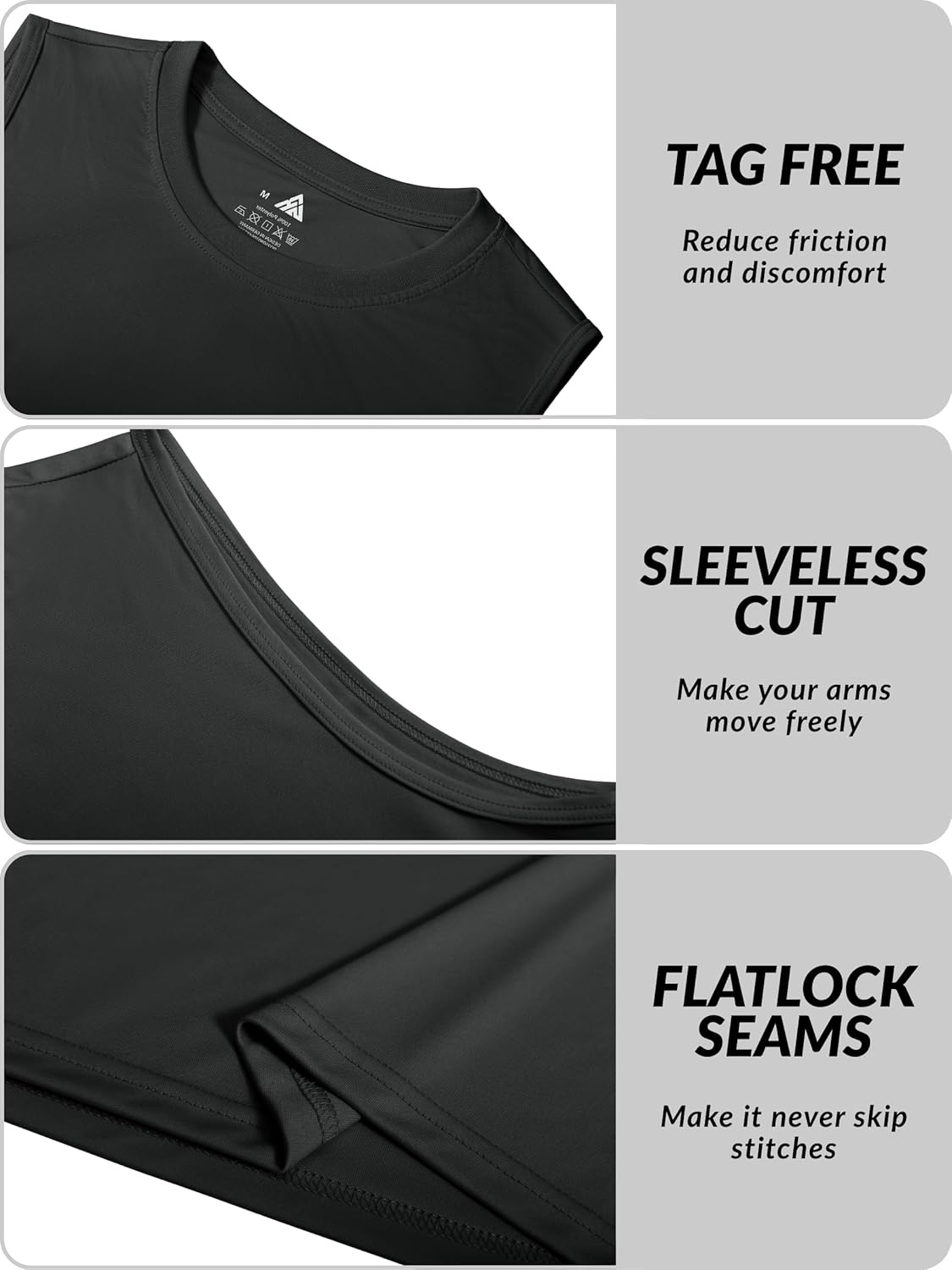 ZITY 3 Pack Men's Sleeveless Shirts Quick Dry Tank Tops UPF 50+ Workout Gym Muscle Shirt for Running Bodybuilding Summer