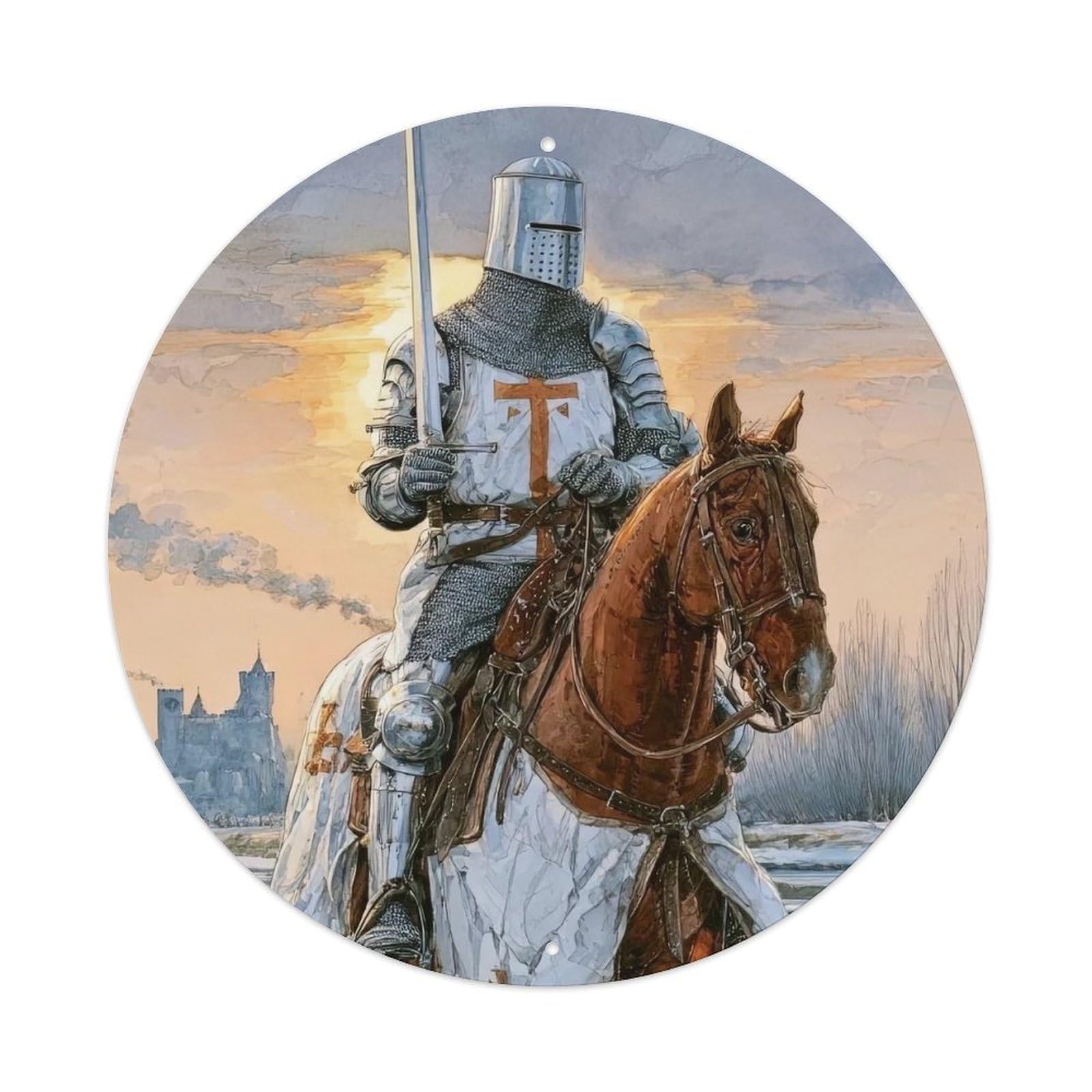 Medieval Knight Poster Christian Crusader Armor Metal Tin Sign